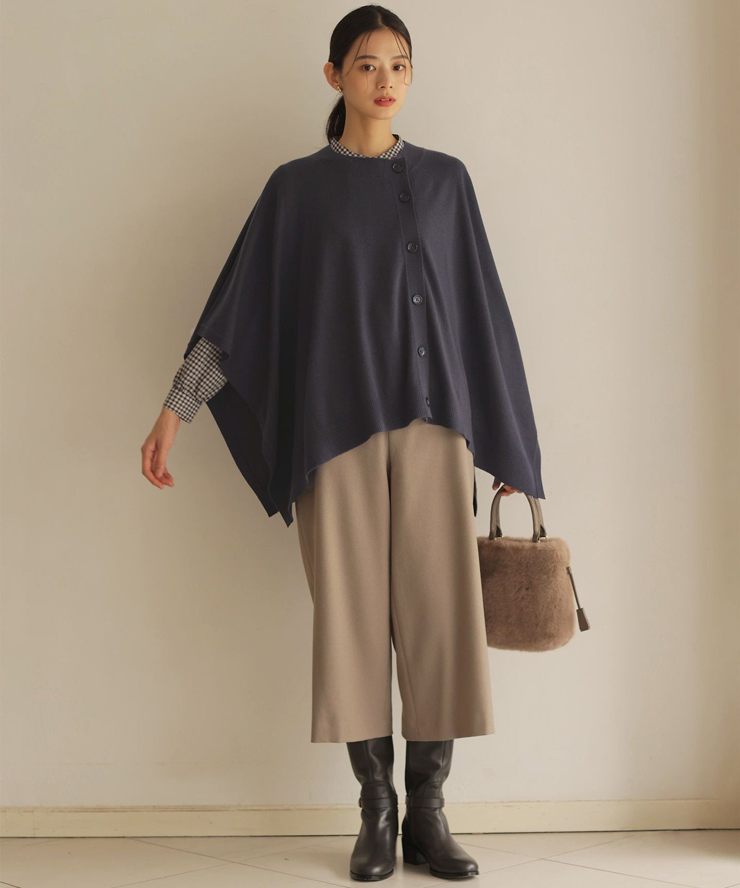 J.PRESS 【洗える】SOFT TOUCH WOOL ニット ポンチョ ジェイプレス トップス ニット ベージュ