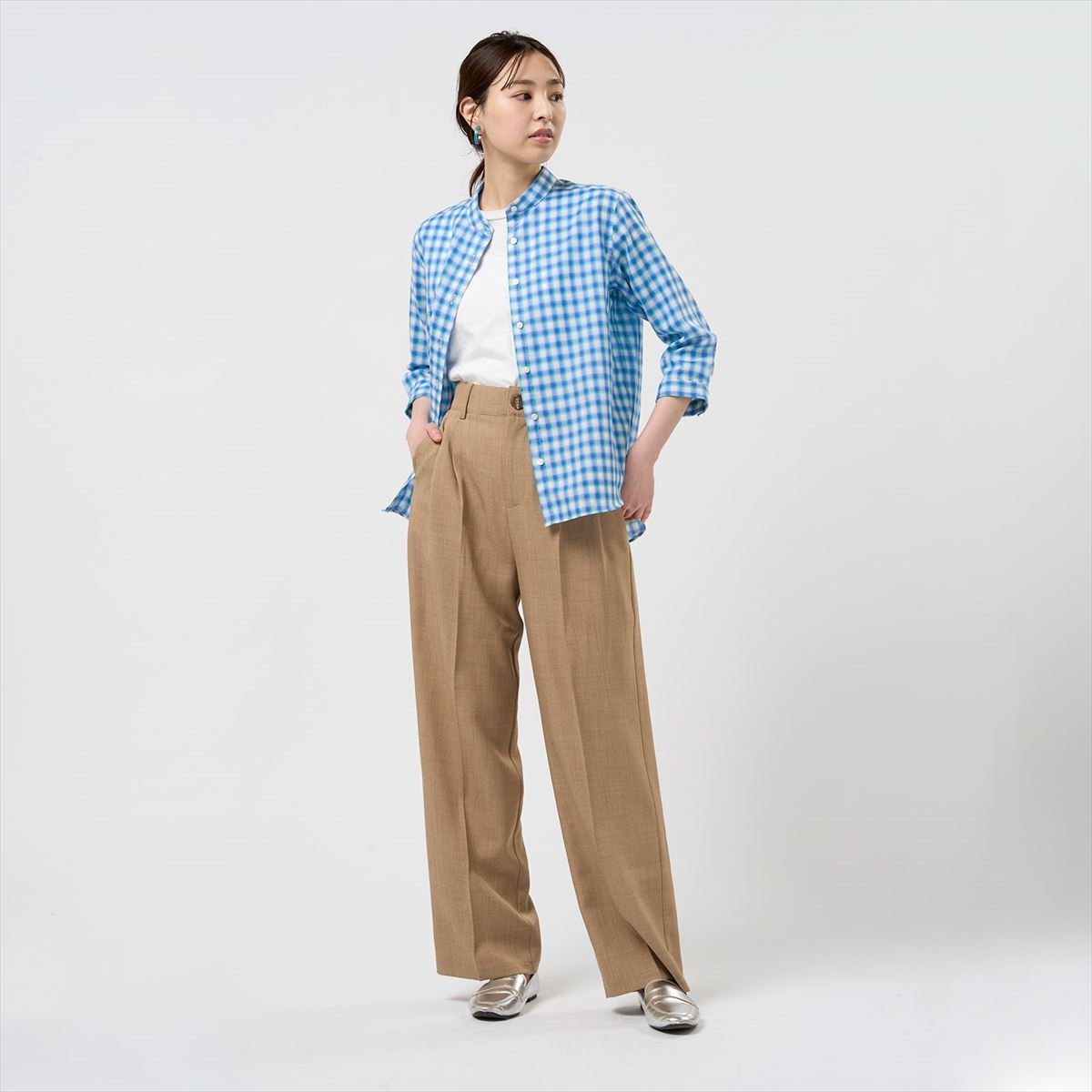 Pitta Re:) 【Pitta Re:)】 カジュアルシャツ ふわっとガーゼシャツ 七分袖 綿100% レディース BL02J106AB24S4G-18 トーキョーシャツ トップス シャツ・ブラウス ブルー