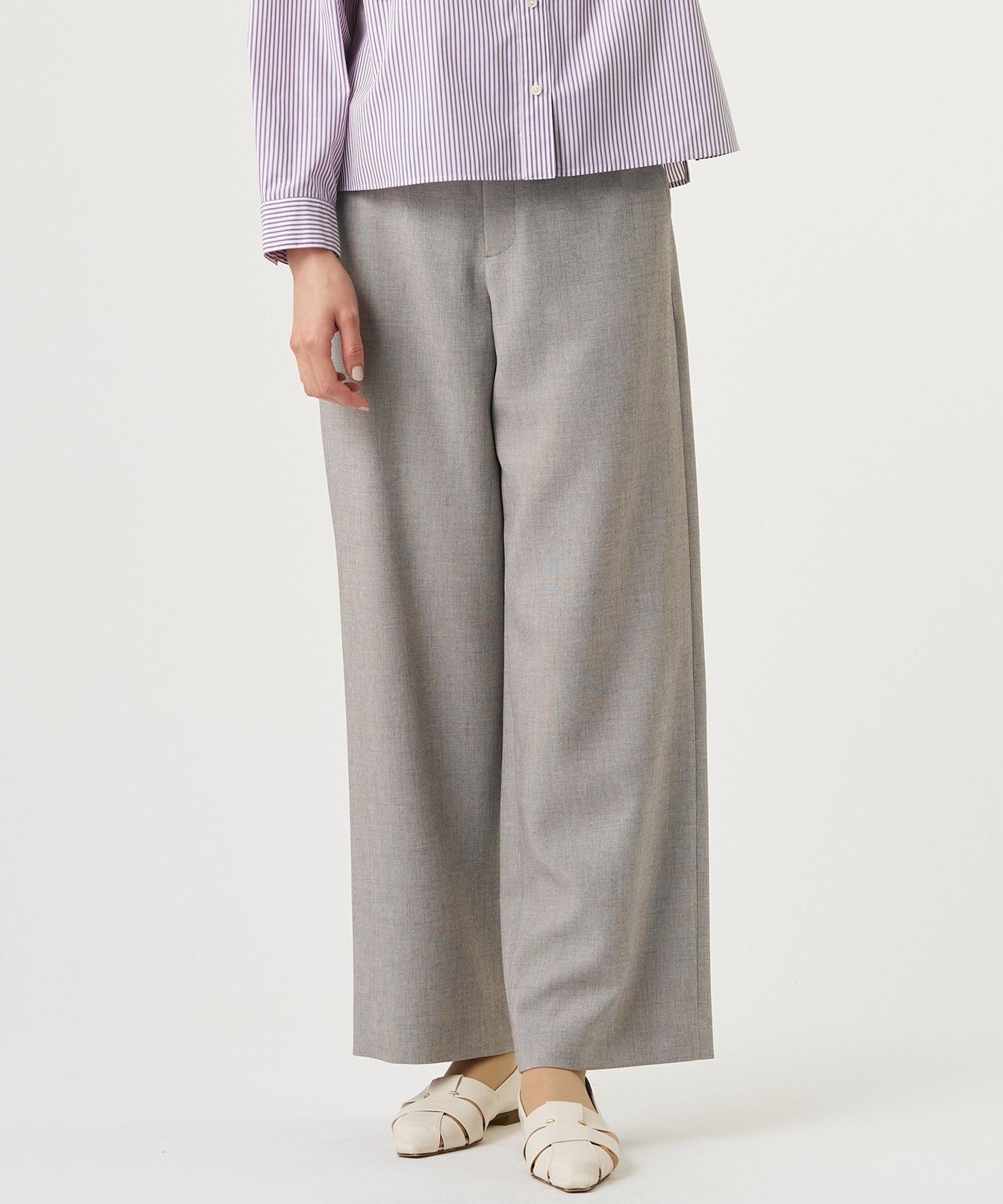 J.PRESS LADIES L MULTI DRY クロス ワイド パンツ ジェイプレス パンツ その他のパンツ ネイビー グレー