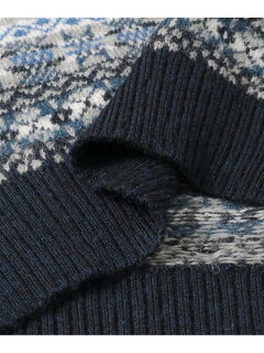 7 Gauge Wool Fair Isle Crewneck Sweater FW05011070: Navy 7 Gauge Wool Fair Isle Crewneck Sweater FW05011070: Navy