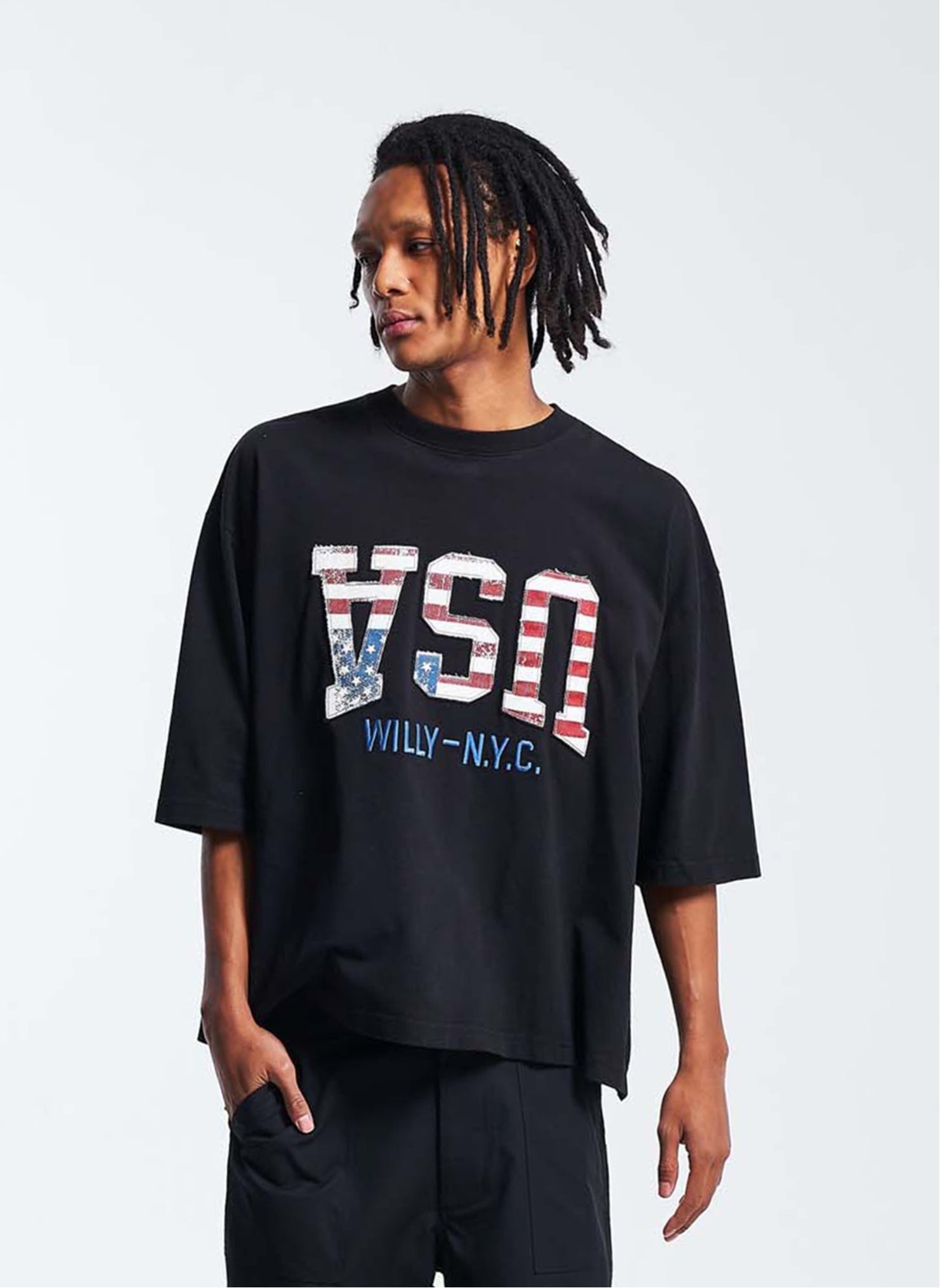 【SALE／30%OFF】WILLY CHAVARRIA WILLY USA APPLIQUE ウィリーチャバリア トップス カットソー・Tシャツ ホワイト ブラック【送料無料】