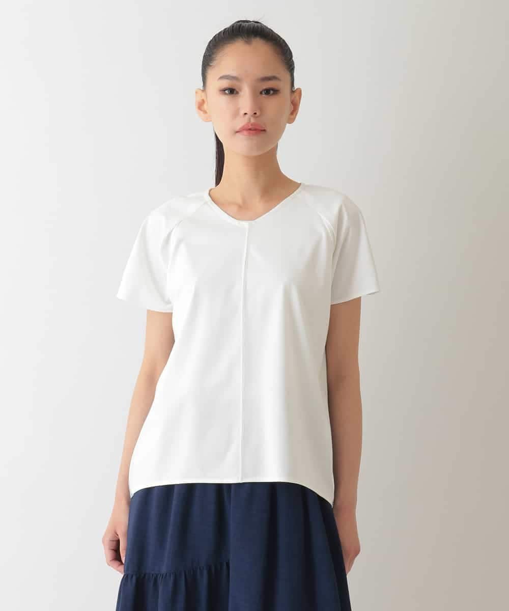 【SALE／40%OFF】HIROKO BIS 【UV/遮熱性/接触冷感】バックジョイントフレンチスリーブカットソー /洗濯機で洗える ヒロコ ビス トップス カットソー・Tシャツ ブラック ホワイト【送料無料】