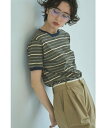 marjour RINGER BORDER TEE マージュール トップス カットソー・Tシャツ ホワイト カーキグリーン【送料無料】
