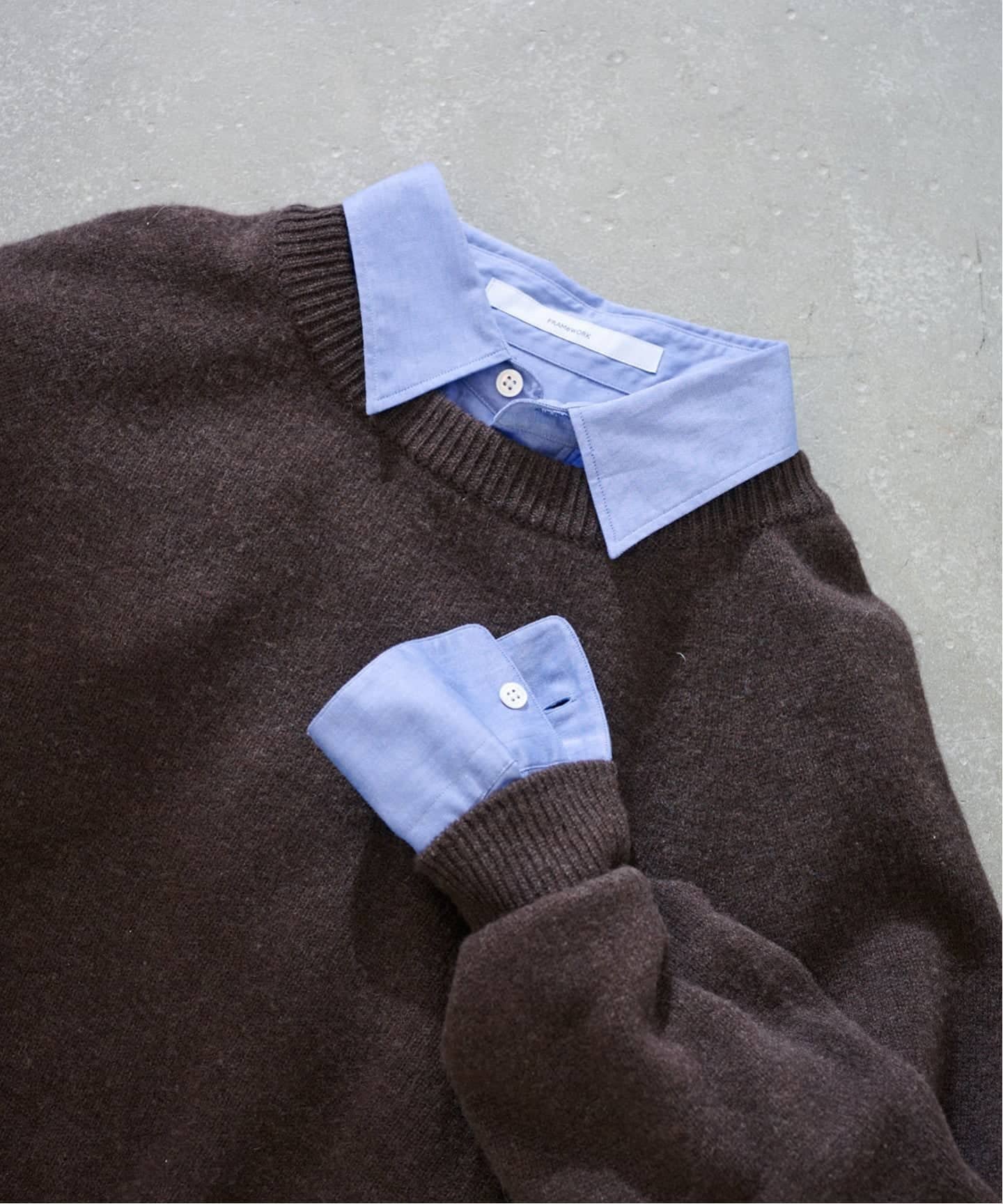 FRAMeWORK コットンロングシャツ フレームワーク トップス シャツ・ブラウス ブルー ホワイト【送料無..