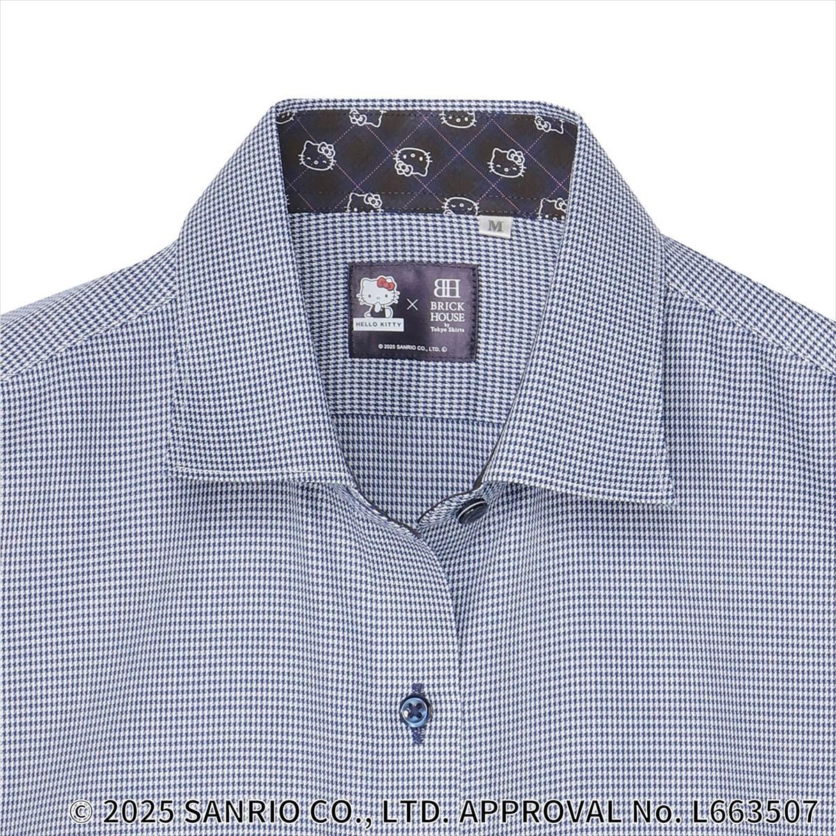 【HELLO KITTY×TOKYO SHIRTS】 ワイド 長袖 形態安定 レディースシャツ BL01J500AB14W1K-17 トーキョーシャツ スーツ・フォーマル Yシャツ・カッターシャツ ネイビー