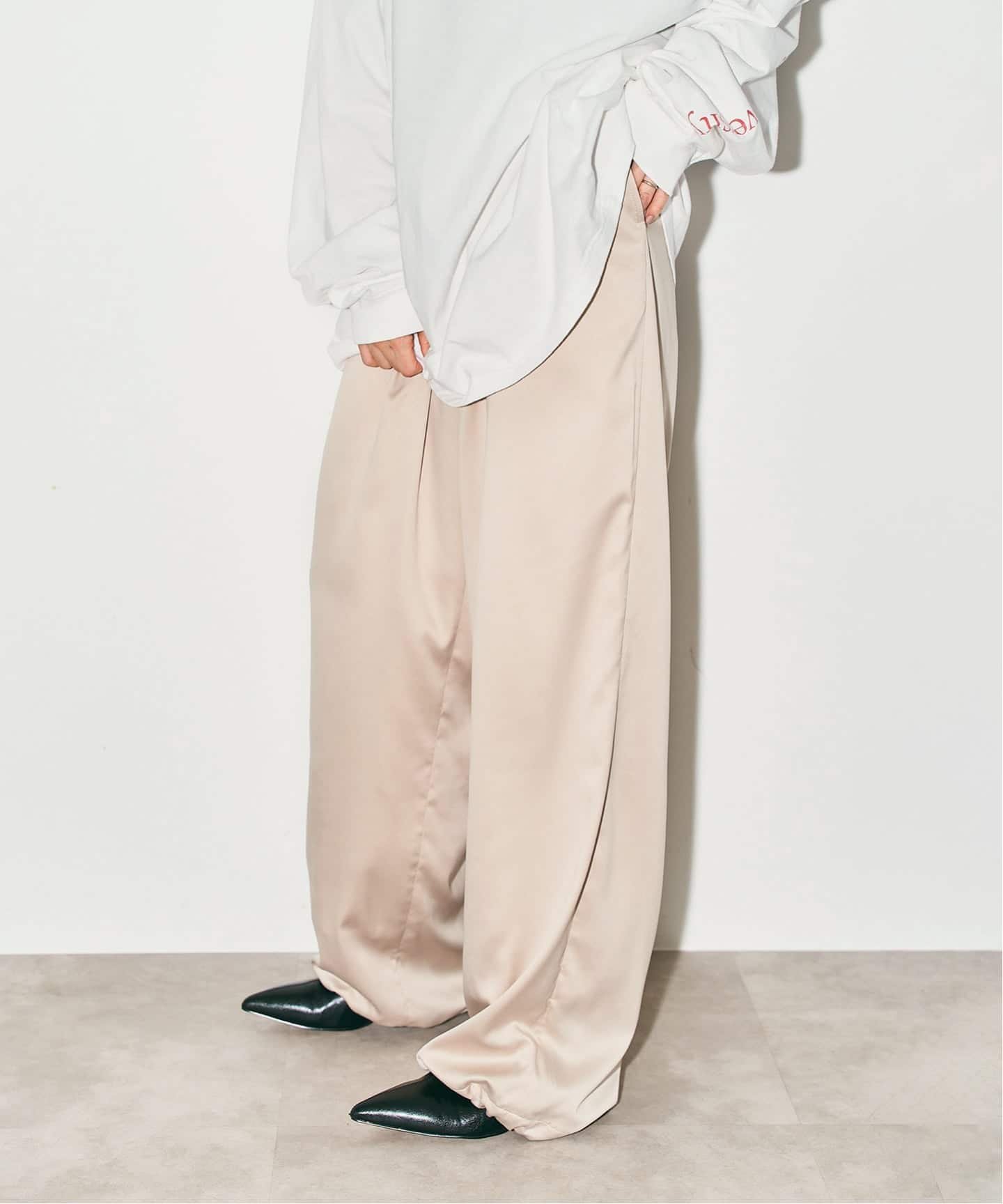 CITYSHOP SATIN EASY パンツ シティーショップ パンツ その他のパンツ ベージュ ネイビー【送料無料】