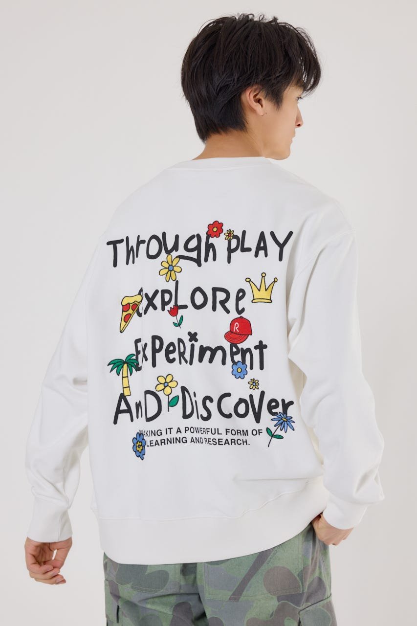 【SALE／20%OFF】RODEO CROWNS WIDE BOWL ドローイングスウェット ロデオクラウンズワイドボウル トップス スウェット・トレーナー ホワイト ブラック【送料無料】