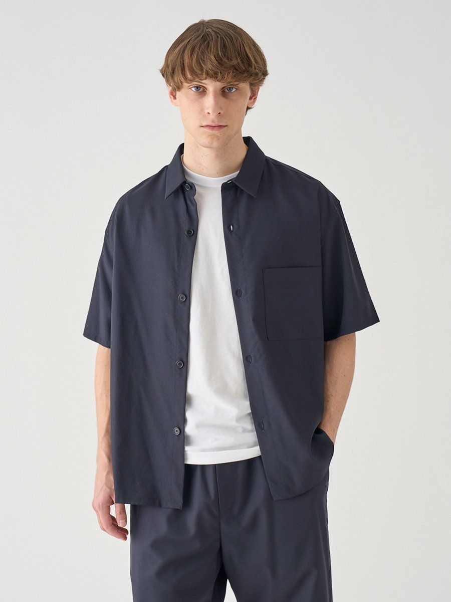 JOHN SMEDLEY SUPER100'Sトロピカルウール半袖シャツ ｜FB269 ジョンスメドレー トップス シャツ・ブラウス ネイビー【送料無料】