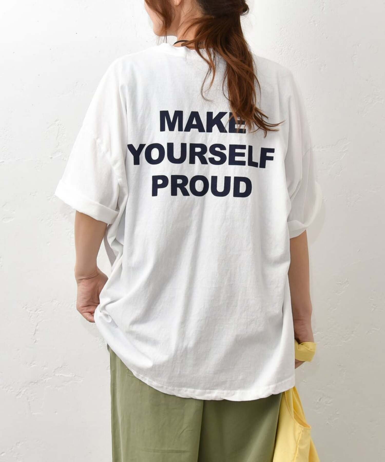 in the Market IN THE MARKET｜バックプリントロゴTシャツ [[C-2576]][C] ハグハグ トップス カットソー・Tシャツ ピンク カーキグリーン ホワイト