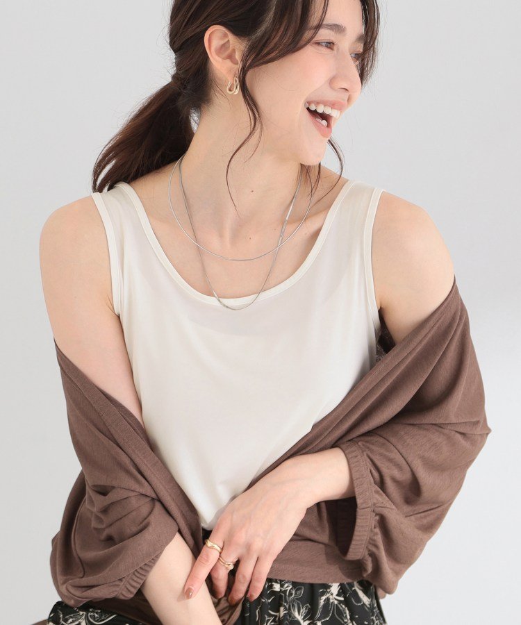 SHOO・LA・RUE 【ひんやり/洗濯機可/S-LL】毎日頼れる ベーシックタンクトップ シューラルー トップス アンサンブル ホワイト ブラック
