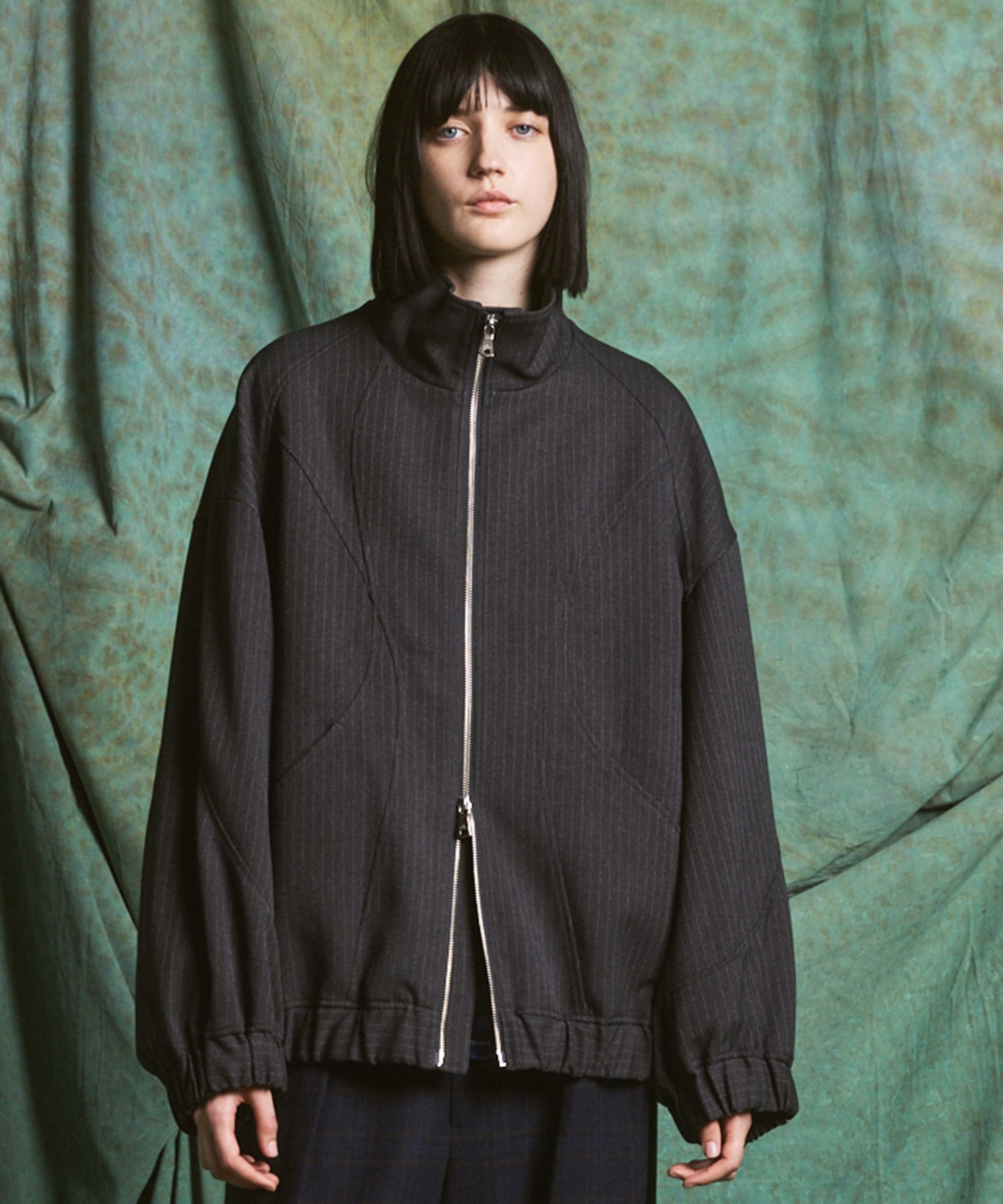 MAISON SPECIAL Curve Switching Prime-Over Stand Collar Blouson メゾンスペシャル ジャケット・アウター その他のジャケット・アウター グレー ブラック