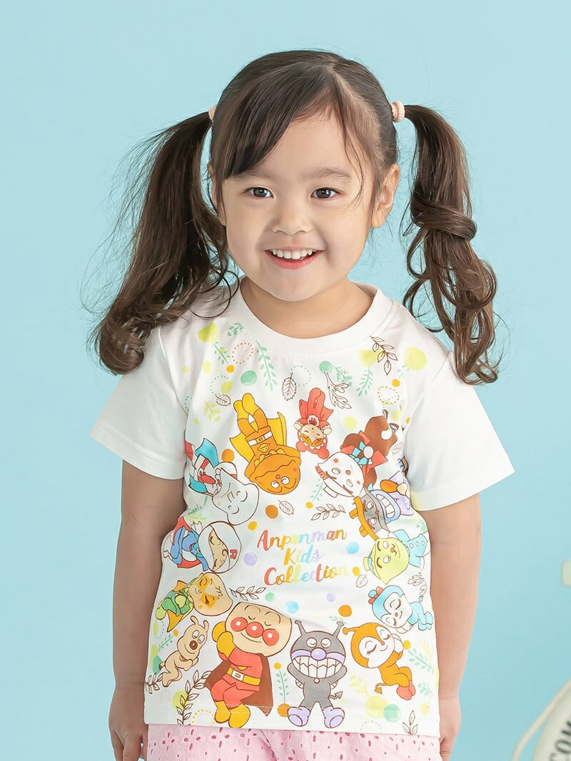 ANPANMAN KIDS COLLECTION K みんなでおひるね柄Tシャツ アンパンマンキッズコレクション トップス その他のトップス ホワイト ピンク