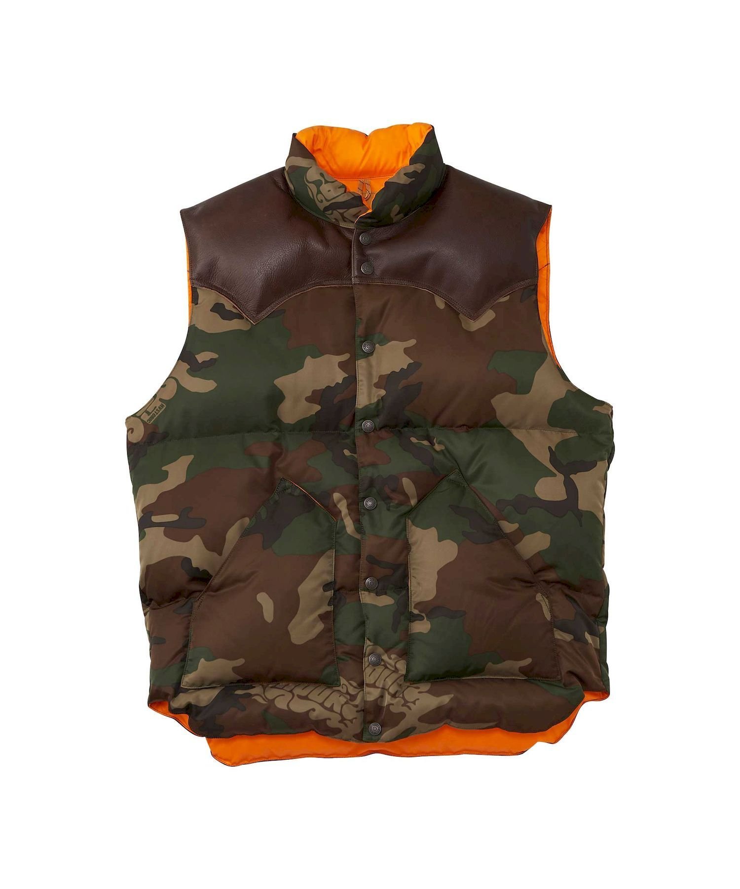 HYSTERIC GLAMOUR ROCKY MOUNTAIN FEATHERBED/WOODLAND FRAM CAMO柄DOWN VEST ヒステリックグラマー トップス ベスト ジレ【送料無料】