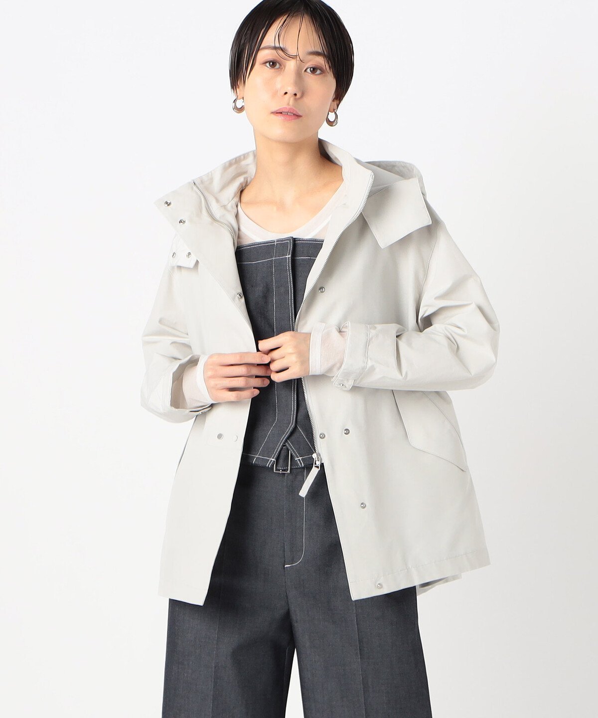K.T KIYOKO TAKASE コットンナイロングログラン撥水加工 アノラックブルゾン コムサ ジャケット・アウター ブルゾン・ジャンパー グレー ネイビー ブラック【送料無料】
