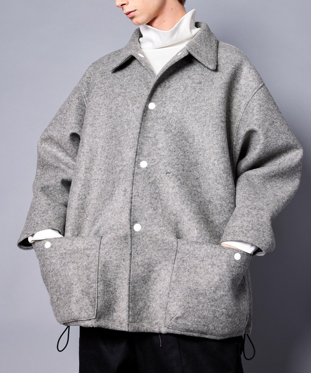 rehacer rehacer/(M)Wool Bonding Coach Jacket レアセル ジャケット・アウター その他のジャケット・アウター ブラック グレー【送料無料】