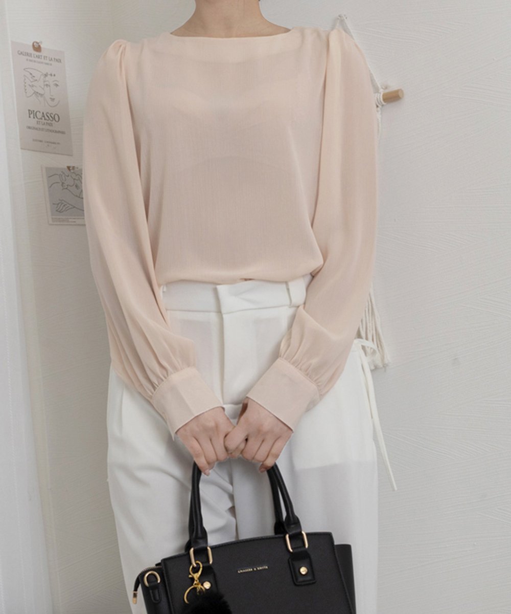 miniministore ブラウス ゆったり 長袖トップス 透け感 ミニミニストア トップス シャツ・ブラウス ブラック ピンク ブルー