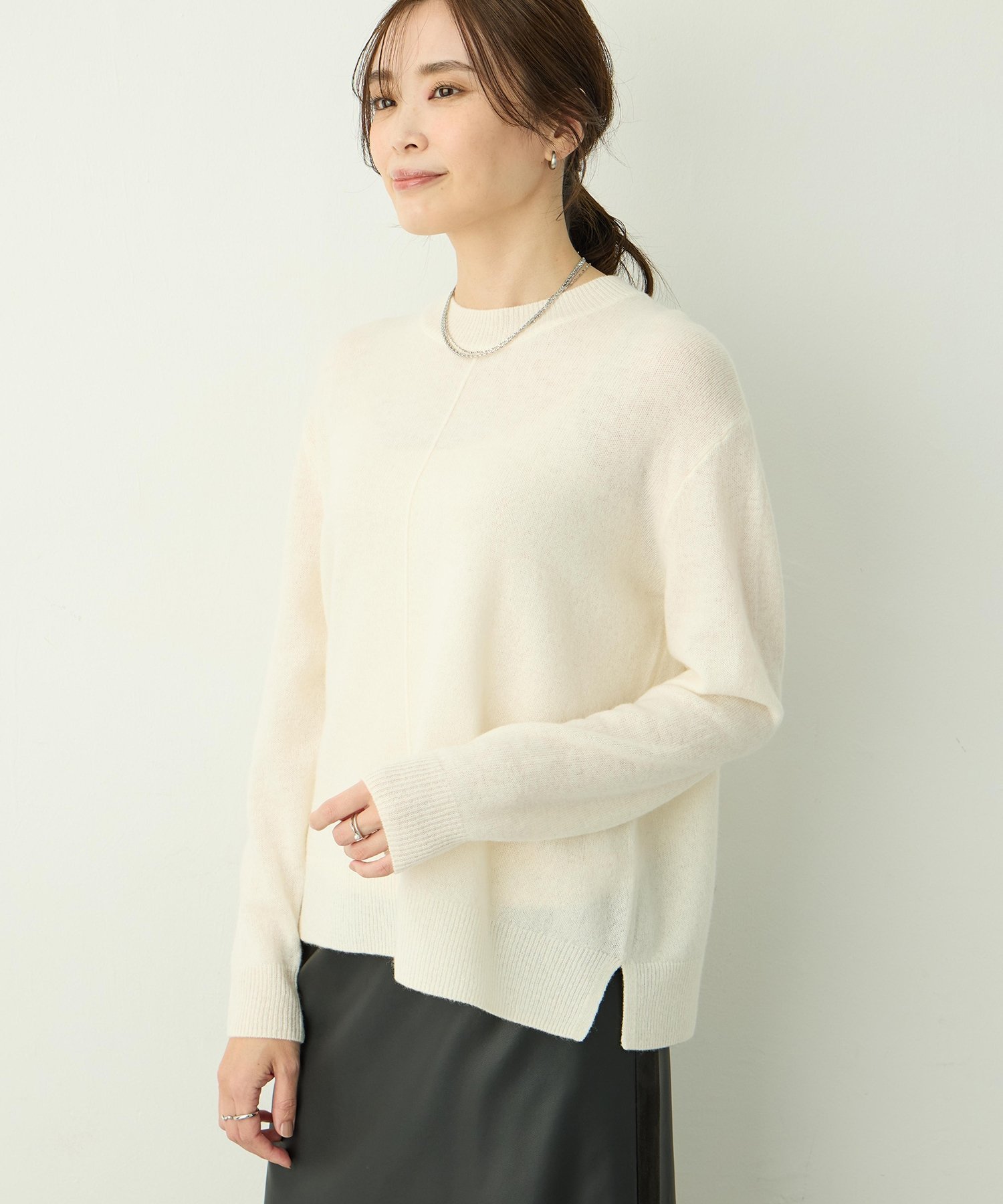 A/C DESIGN BY ALPHA CUBIC ウールカシミヤプルオーバー エーシーデザインバイアルファキュービック トップス ニット ホワイト ピンク グリーン【送料無料】