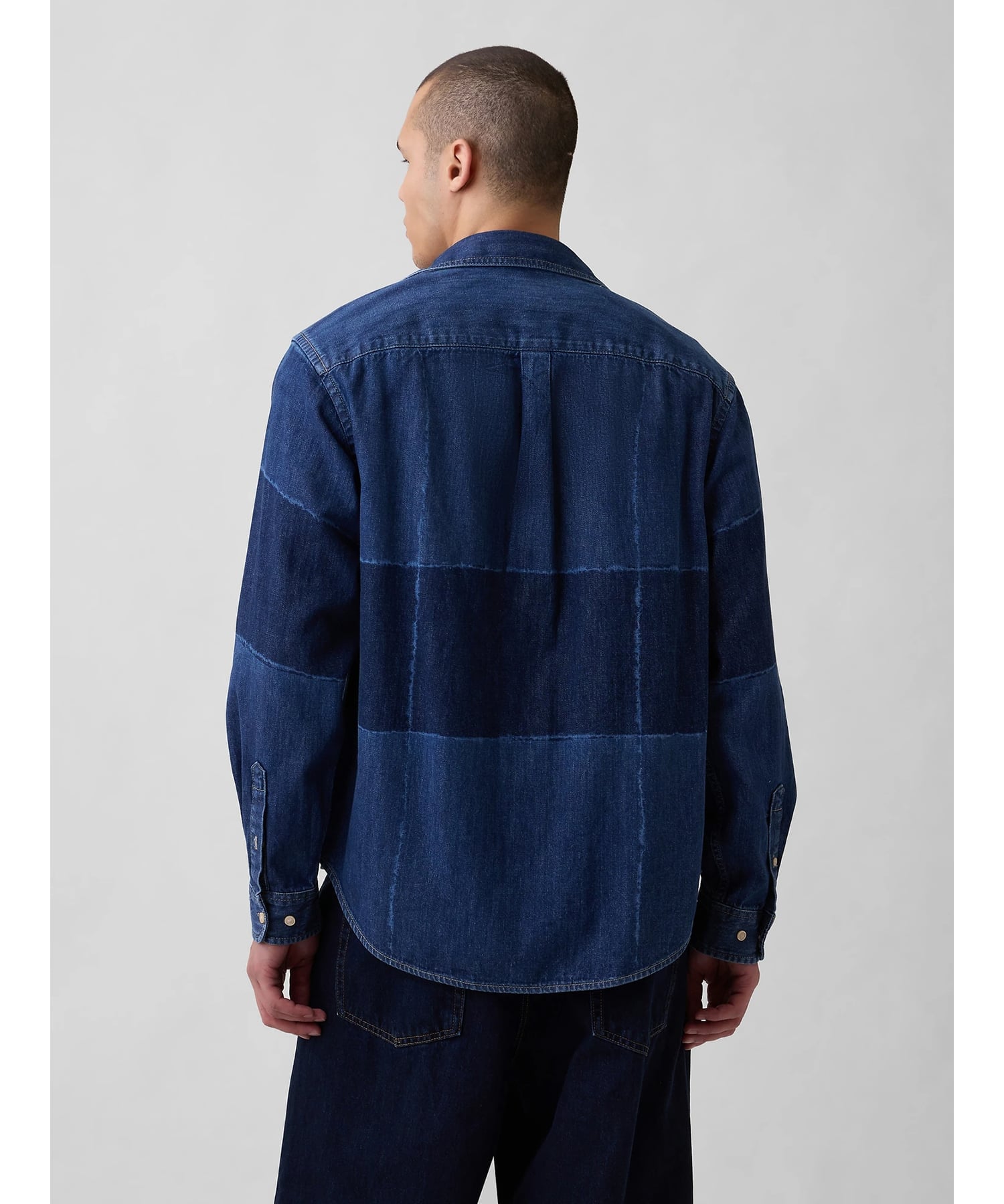 (U)Gap × Sean Wotherspoon パッチワークデニムオーバーシャツ ギャップ トップス シャツ・ブラウス ネイビー