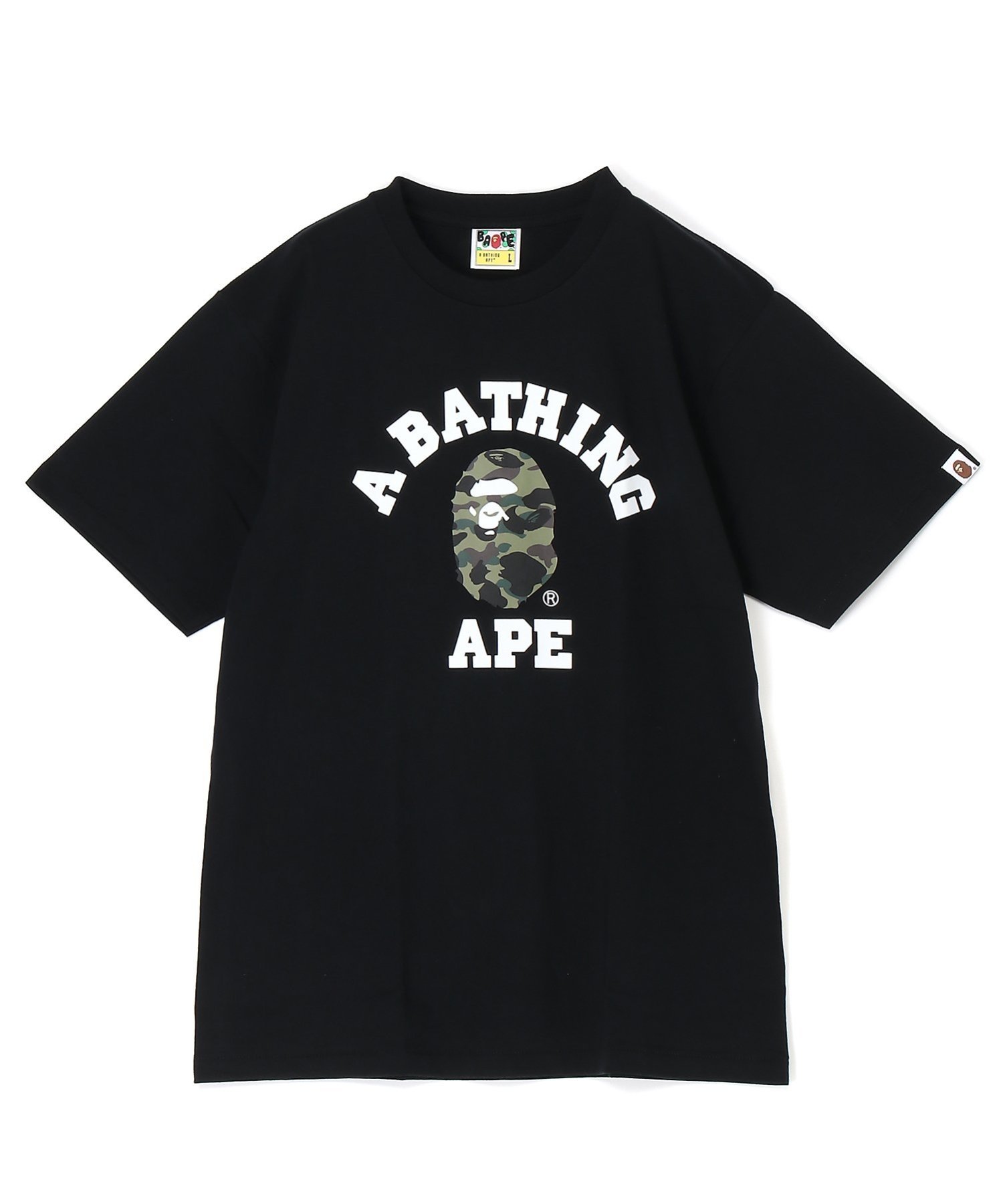 A BATHING APE 1ST CAMO COLLEGE TEE M C ア ベイシング エイプ トップス カットソー・Tシャツ ブラック ホワイト【送料無料】