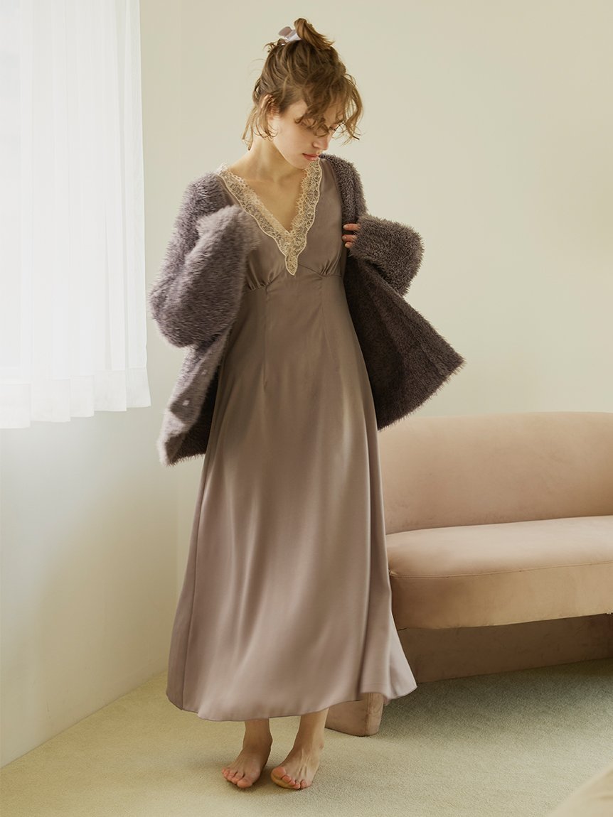 【SALE／30%OFF】SNIDEL HOME バイカラーサテンロングワンピース スナイデルホーム ワンピース・ドレス その他のワンピース・ドレス ブラウン ブルー【送料無料】のサムネイル