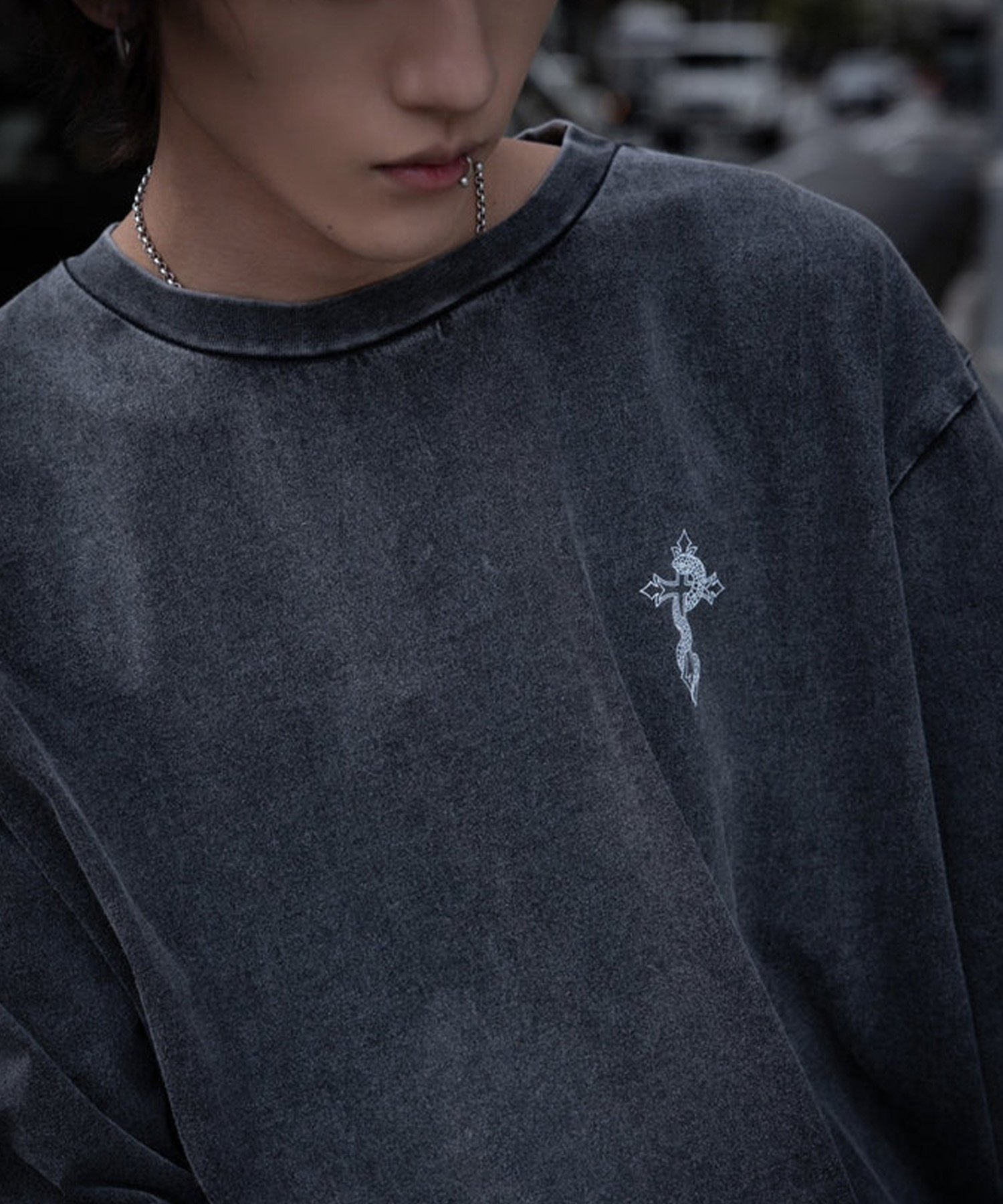 LHP gibous/ギボス/Powder Anake Cross Long T shirt エルエイチピー トップス カットソー・Tシャツ ブラック