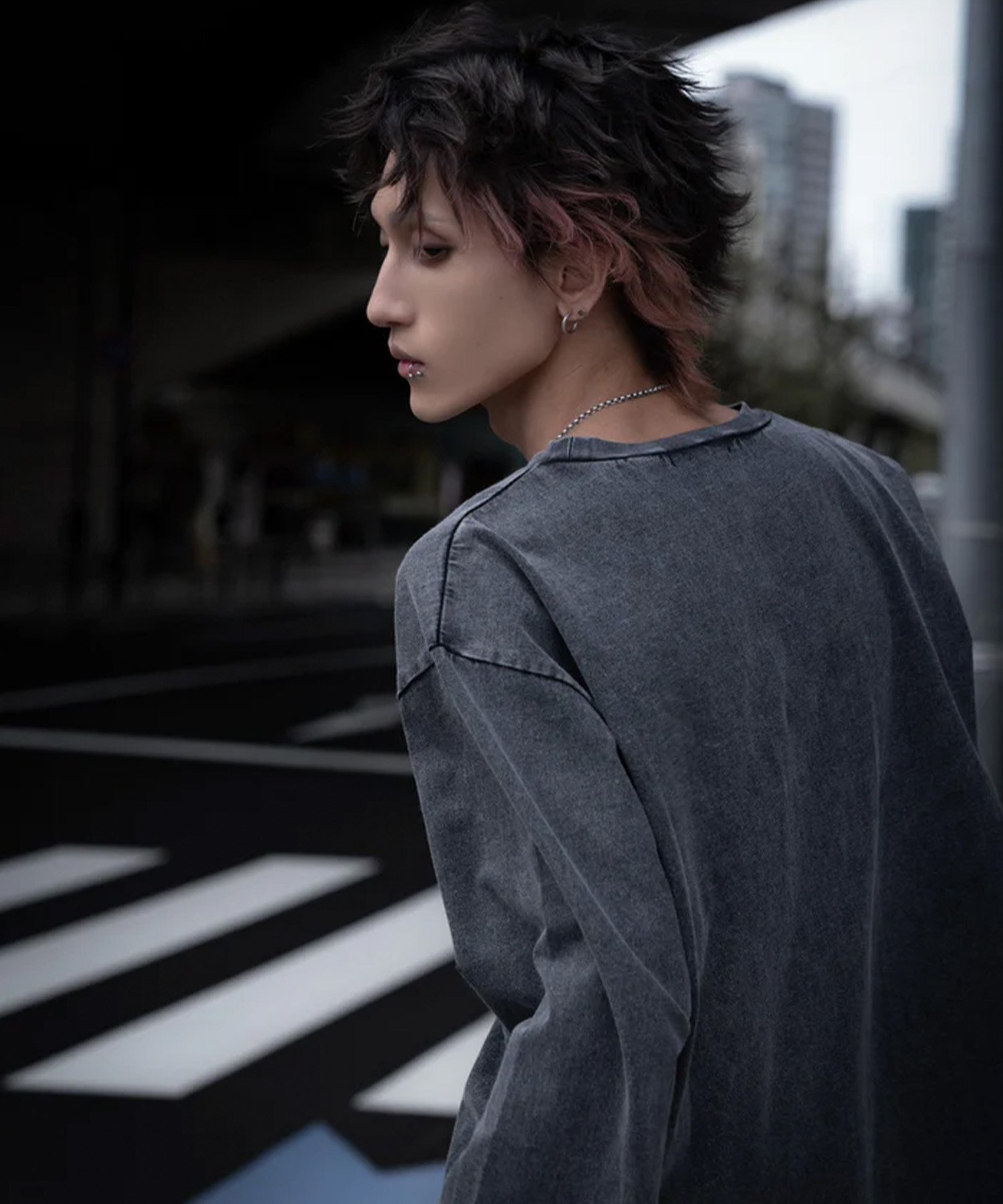 LHP gibous/ギボス/Powder Anake Cross Long T shirt エルエイチピー トップス カットソー・Tシャツ ブラック