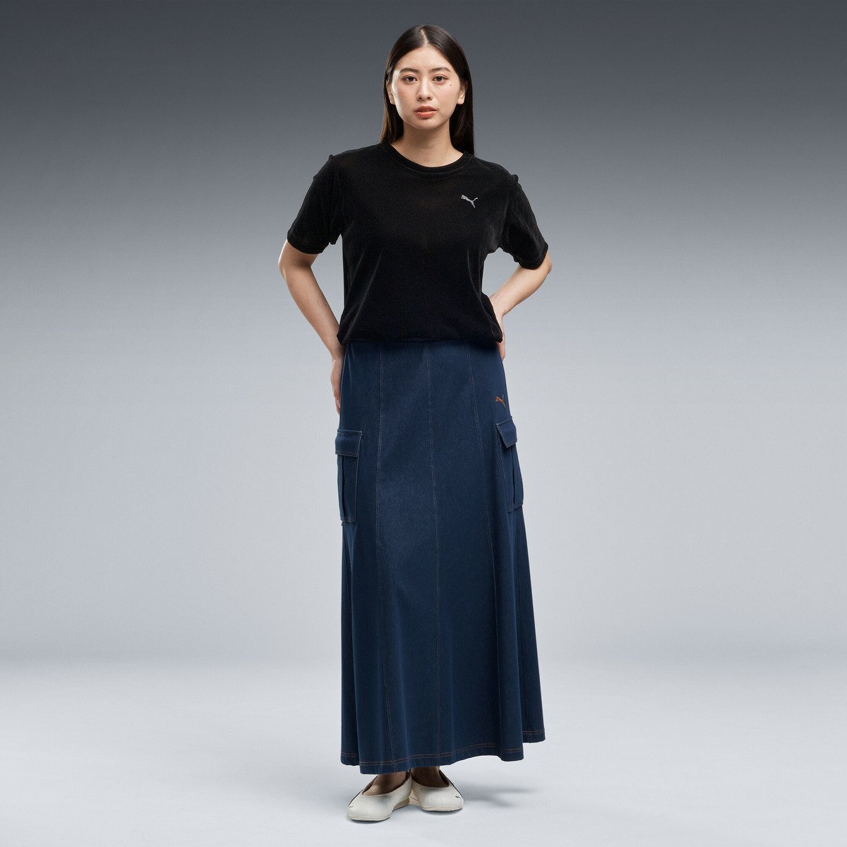 ウィメンズ ESS エレベーテッド ベロア メッシュ 半袖 Tシャツ ESS ELEVATED VELOUR SS TEE プーマ トップス カットソー・Tシャツ ブラック