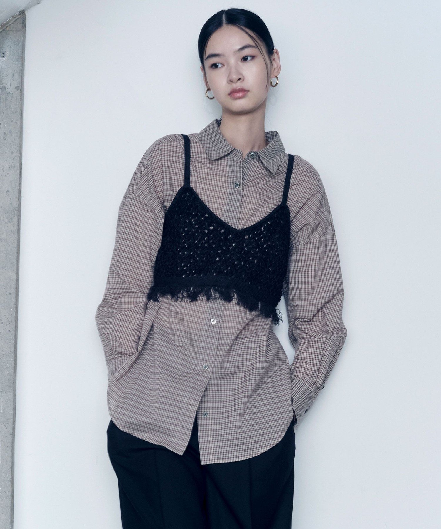 UNITED ARROWS green label relaxing ＜SEASONAL COLLECTION＞フリンジ ニット キャミソール ユナイテッドアローズ グリーンレーベルリラクシング トップス ベスト・ジレ ブラック ベージュ【送料無料】