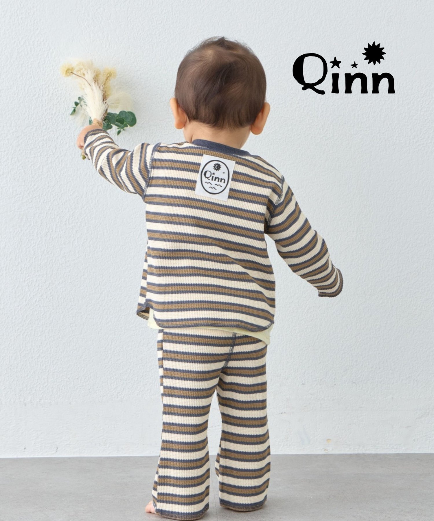 【SALE／10%OFF】CIAOPANIC TYPY 【BABY】Qinnワッフルボーダートップス綿100% チャオパニックティピー トップス カットソー・Tシャツ グレー ブラウン