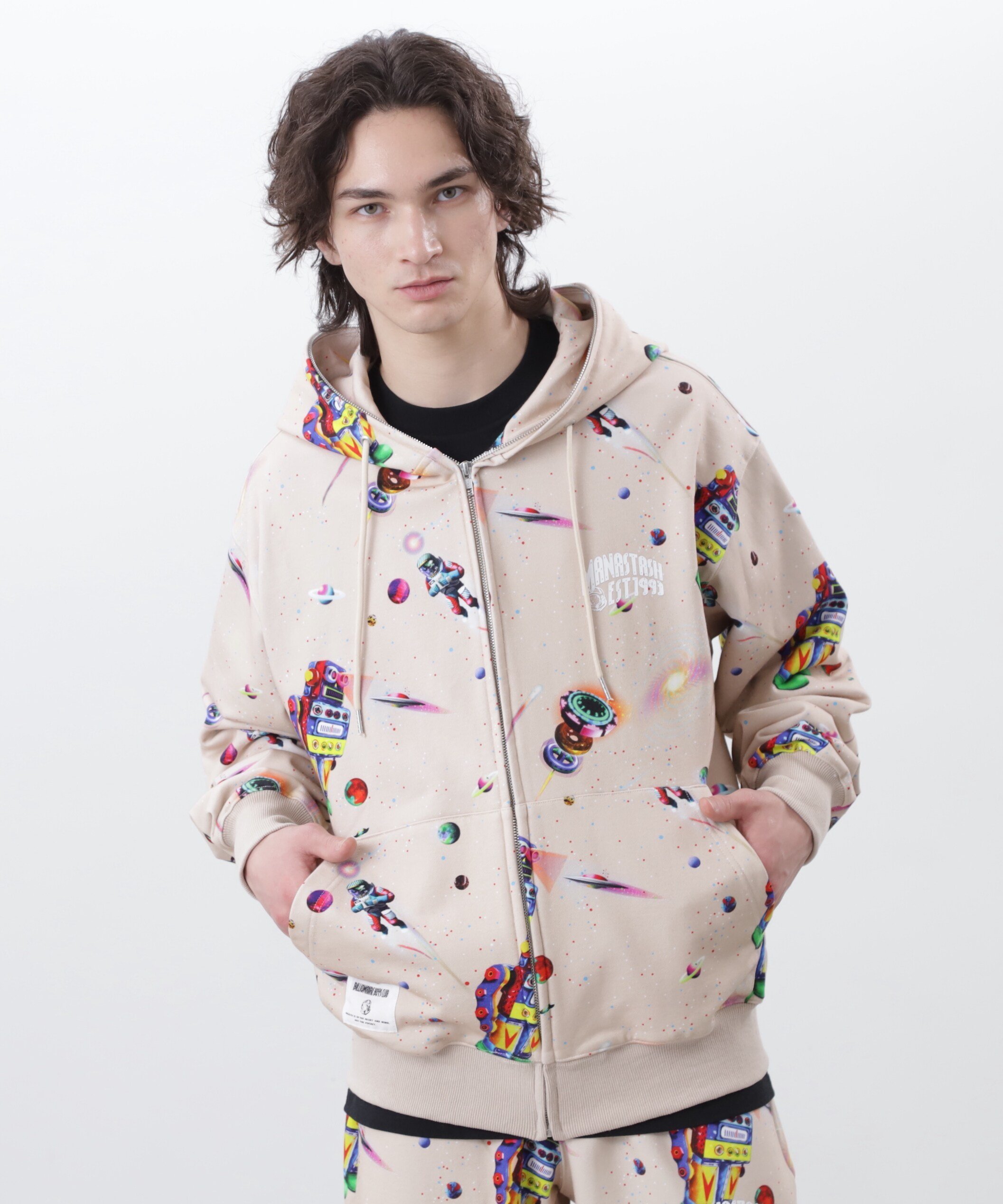 *BILLIONAIRE BOYS CLUB/ BBC REAL SPACE ZIP HOODIE マナスタッシュ トップス パーカー・フーディー ネイビー ブラウン