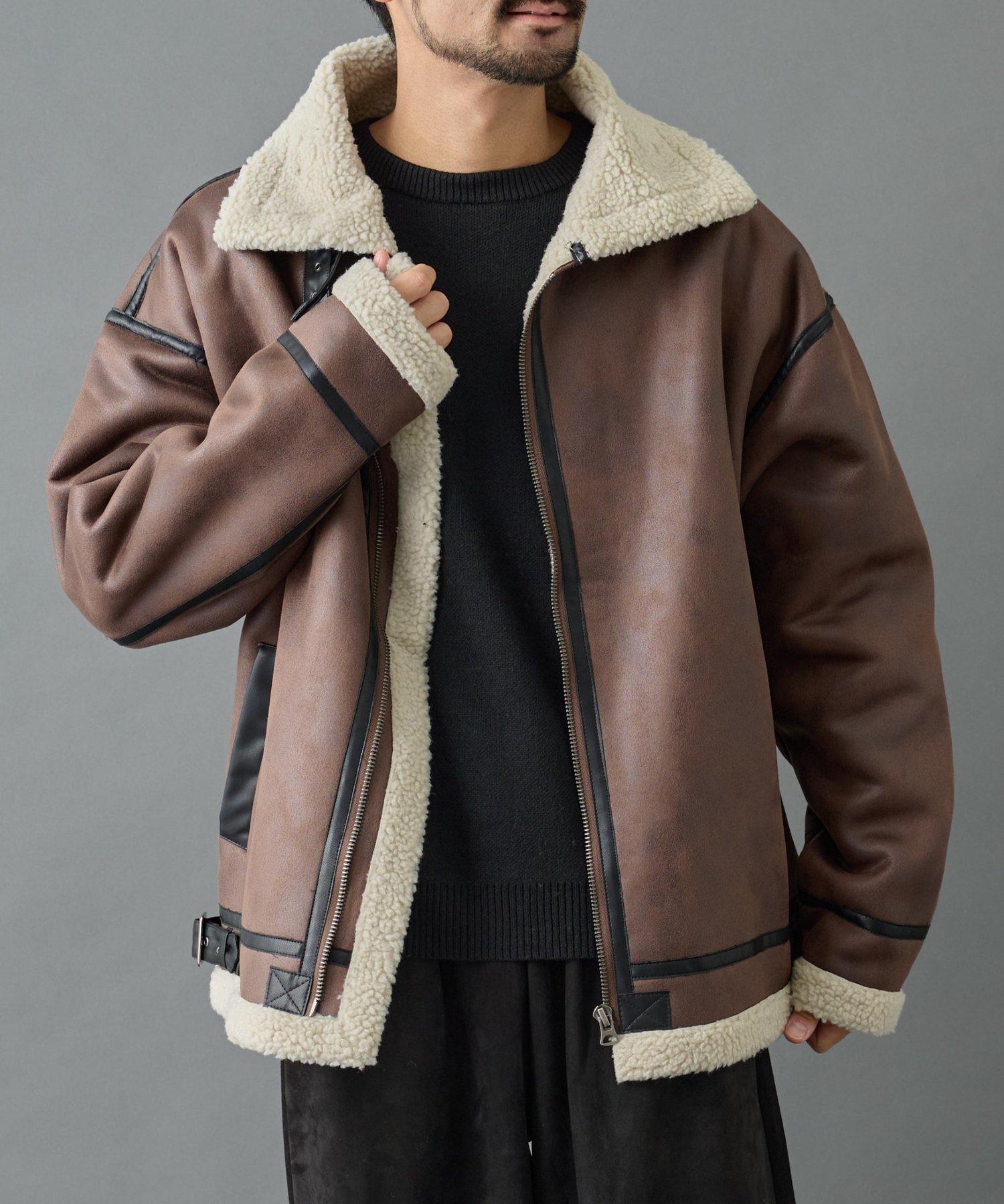 COLONY 2139 ムートンライクB-3 コロニー トゥーワンスリーナイン ジャケット・アウター ブルゾン・ジャンパー ブラック ブラウン【送料無料】