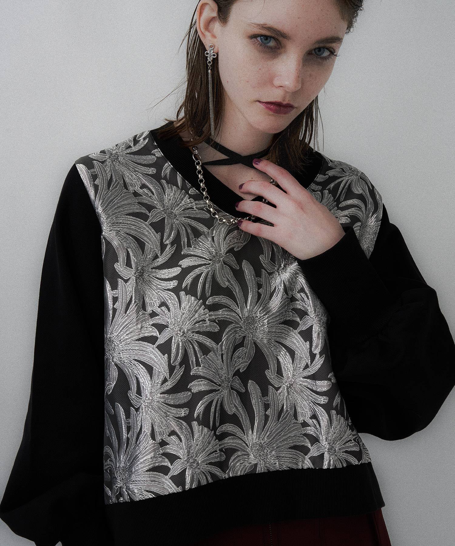 HARE ストリングジャガードキリカエVネックトップス ハレ トップス スウェット・トレーナー ブラック ネイビー【送料無料】