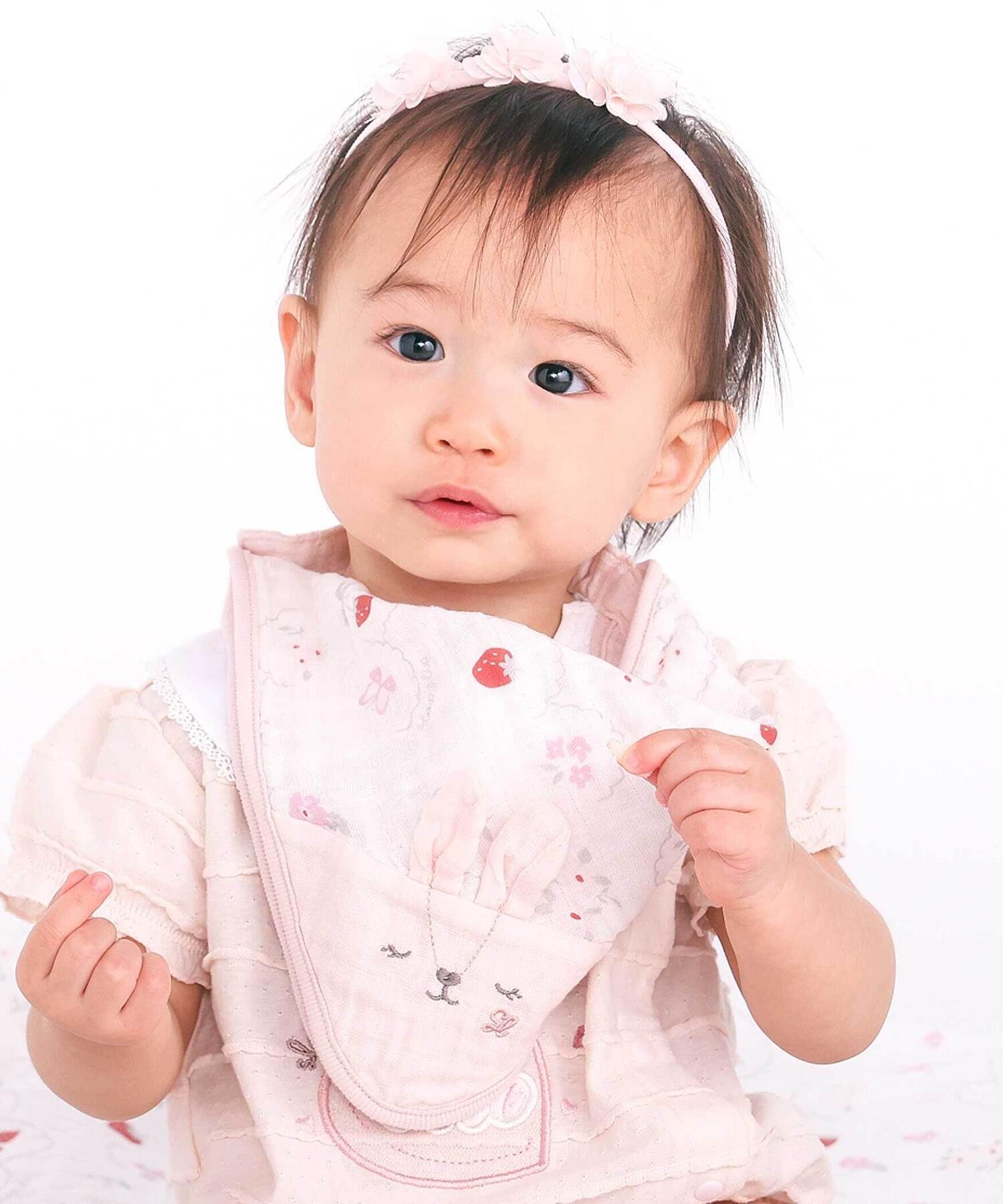SLAP SLIP BABY モチーフ総柄ガーゼハンカチスタイベビー ベベ オンライン ストア マタニティウェア・ベビー用品 スタイ・よだれかけ ブルー ホワイト ピンク