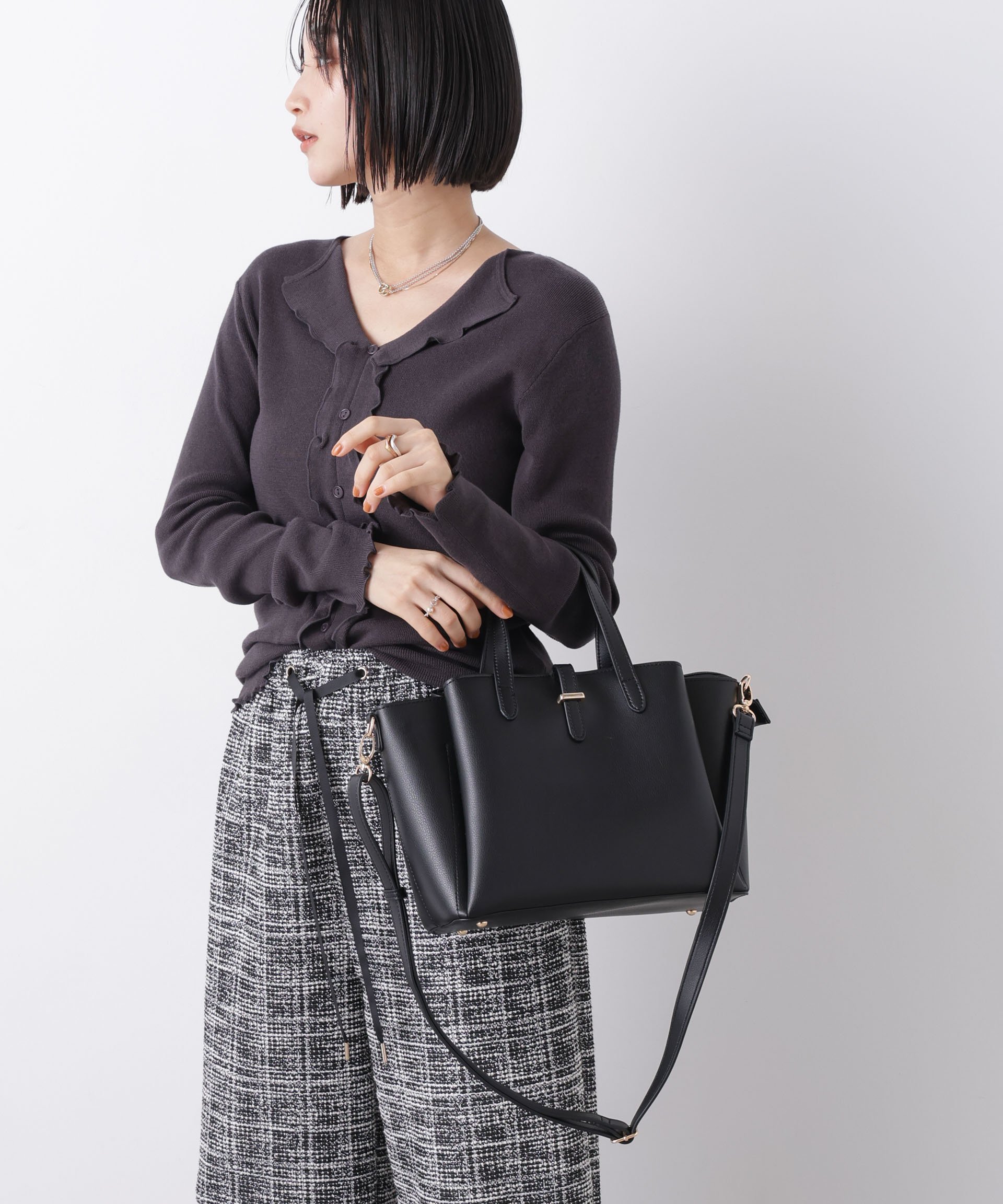 【SALE／20%OFF】NANO universe ショルダー付き2wayトートバッグ ナノユニバース バッグ その他のバッグ ベージュ ブラック【送料無料】 stylife-15530376 Rakuten Fashion サンプル画像3