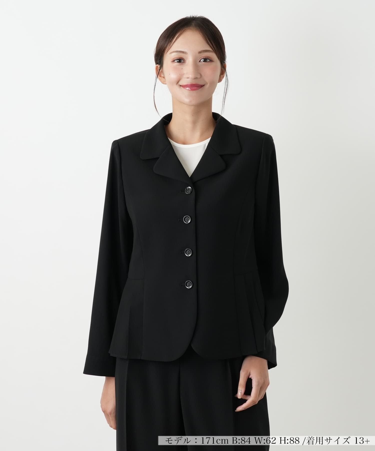 Leilian PLUS HOUSE ペプラムジャケット【BOURGE】 レリアン プラスハウス ジャケット・アウター テーラードジャケット・ブレザー ワインレッド ブラック
