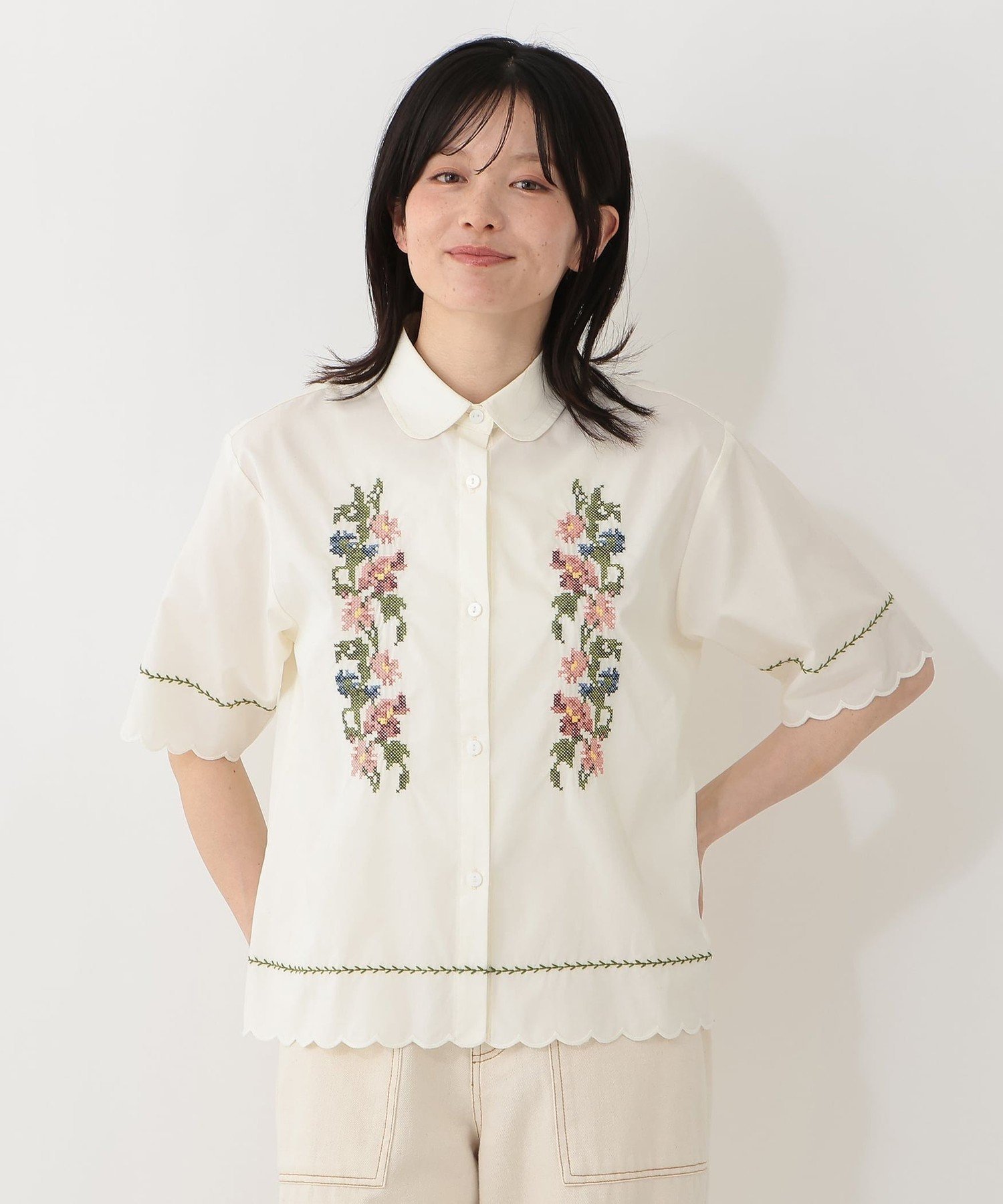 ダイアグラム 刺繍ブラウス 前開き フレア コットンボイル ブルー  S 36 楽天市場】刺繍 ブラウス ブルーの通販