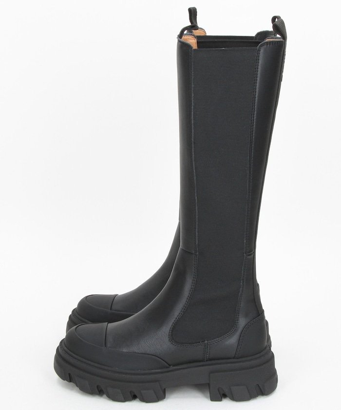 GANNI High Chelsea Boot Black Stitch / チャンキーソール ロングブーツ【36-38サイズ フリークスストア シューズ・靴 ブーツ ブラック【送料無料】