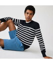 【SALE/30%OFF】LACOSTE マリンボーダーコットンニットセーター ラコステ ニット 長袖ニット ブラック ホワイト【送料無料】