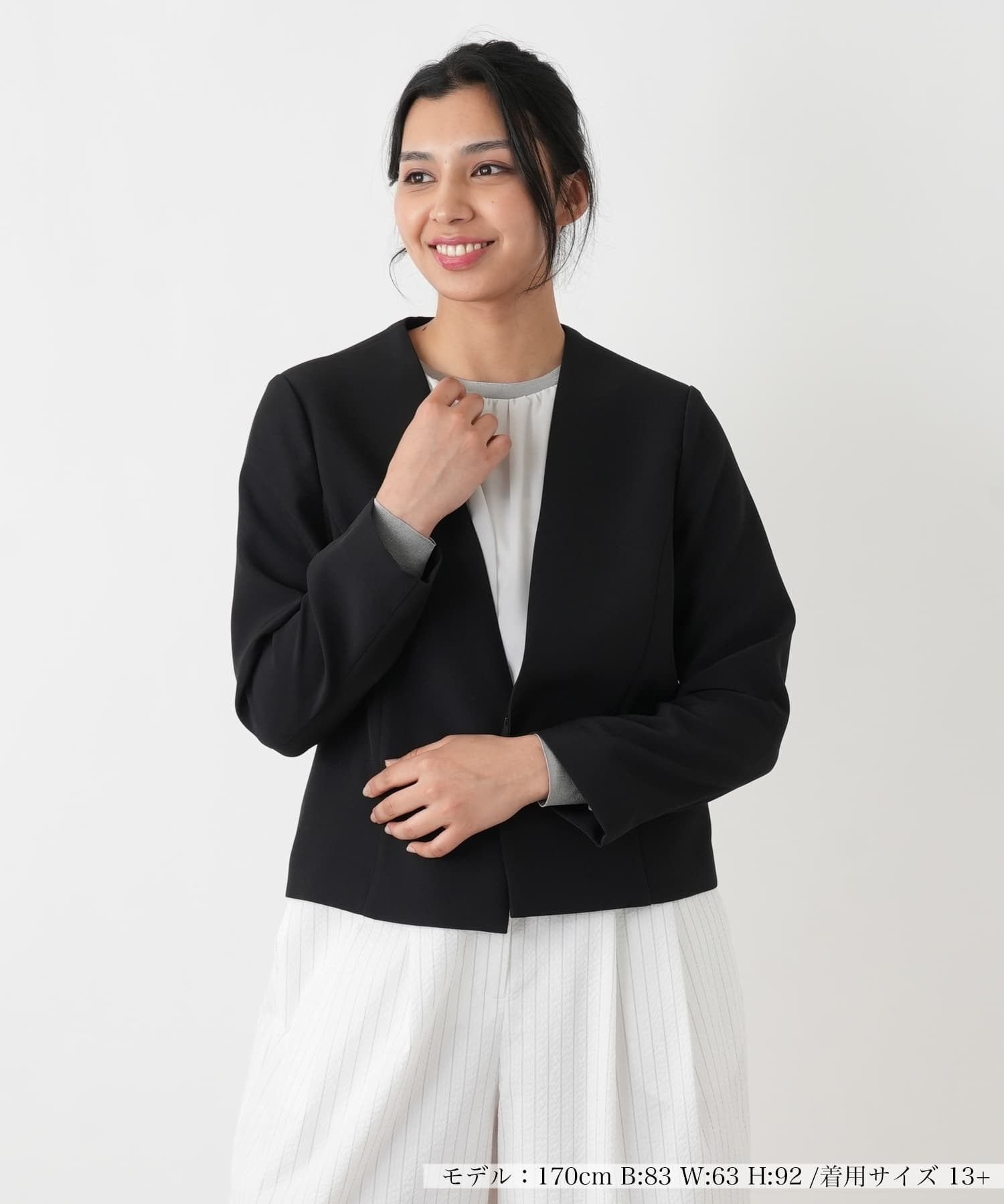 Leilian PLUS HOUSE ジャケット【Leilian WHITE LABEL】 レリアン プラスハウス ジャケット・アウター テーラードジャケット・ブレザー ネイビー ベージュ ブラック