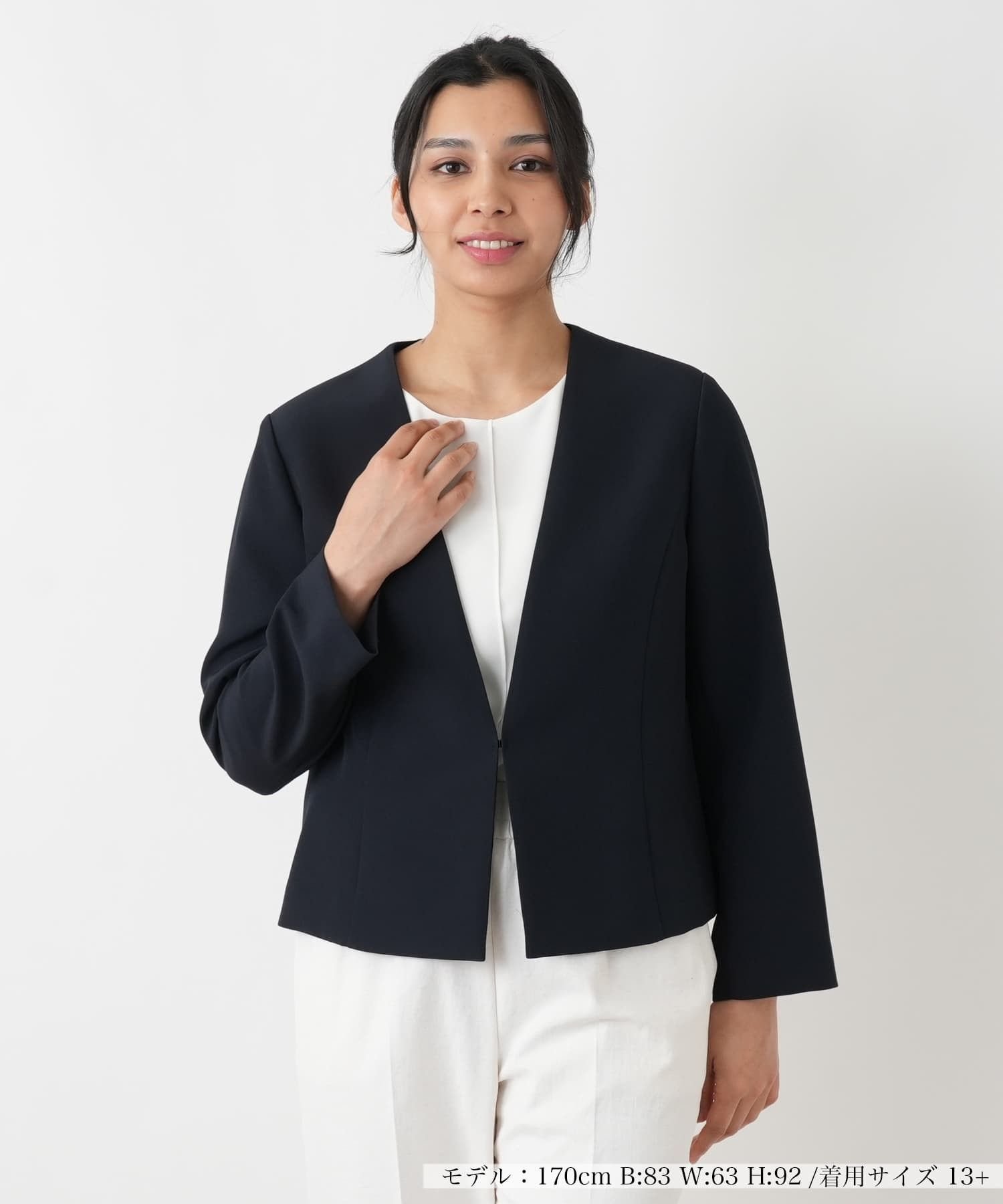 Leilian PLUS HOUSE ジャケット【Leilian WHITE LABEL】 レリアン プラスハウス ジャケット・アウター テーラードジャケット・ブレザー ネイビー ベージュ ブラック