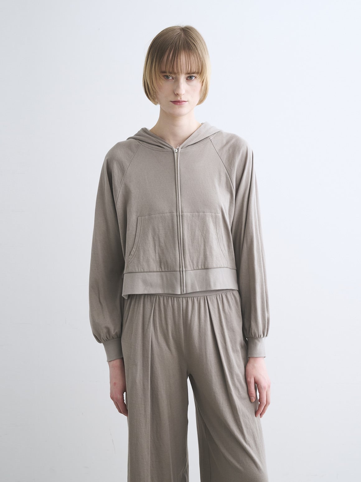three dots Smile double cotton zip up hoody スリードッツ トップス カットソー・Tシャツ ブラック ホワイト
