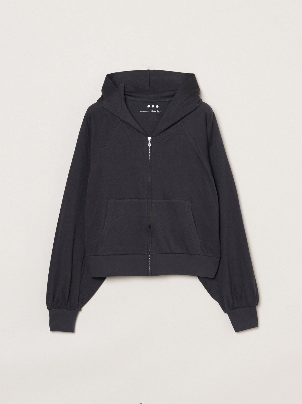 three dots Smile double cotton zip up hoody スリードッツ トップス カットソー・Tシャツ ブラック ホワイト