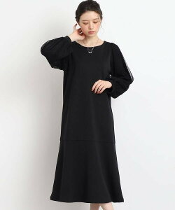 【SALE／40%OFF】SHOO・LA・RUE 【大人のデザインワンピース】ドットチュール袖マーメイドライン シューラルー ワンピース・ドレス その他のワンピース・ドレス ブラック ベージュ