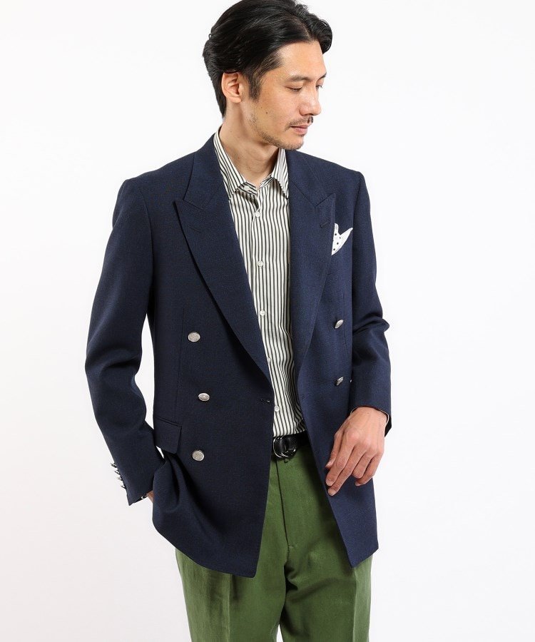 TAKEO KIKUCHI 【THE FLAGSHIP】キューバーポーラ ダブルブレステッド ジャケット タケオキクチ ジャケット・アウター テーラードジャケット・ブレザー ブルー【送料無料】