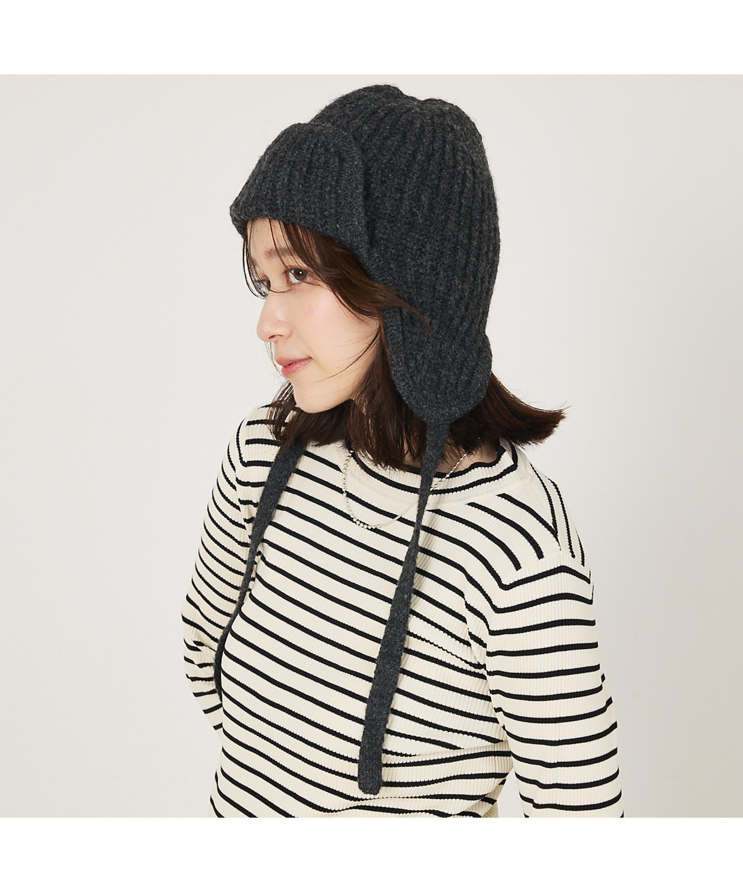 abahouse mavie ヘザーニットフライトワッチキャップ アバハウス マヴィ 帽子 ハット グレー