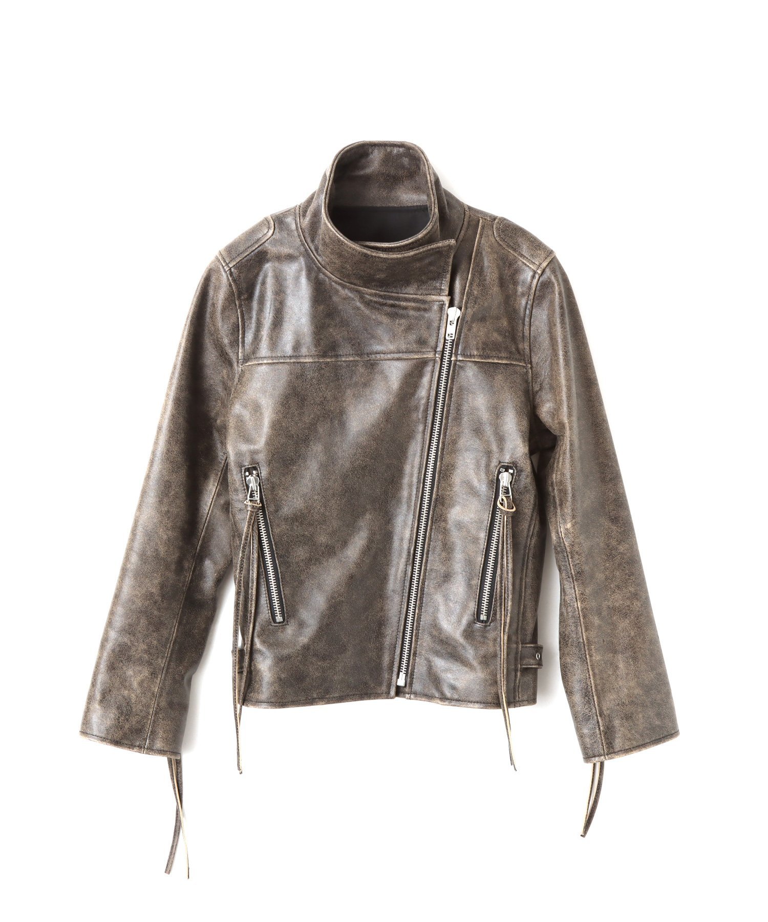 atmos pink atmos pink Distressed Leather Jacket BROWN アトモス ジャケット・アウター その他のジャケット・アウター ブラウン