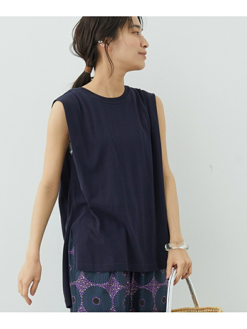 【SALE／40%OFF】SALON adam et rope' SMART ICEノースリーブニット サロン アダム エ ロペ トップス ニット ネイビー ブルー パープル【送料無料】