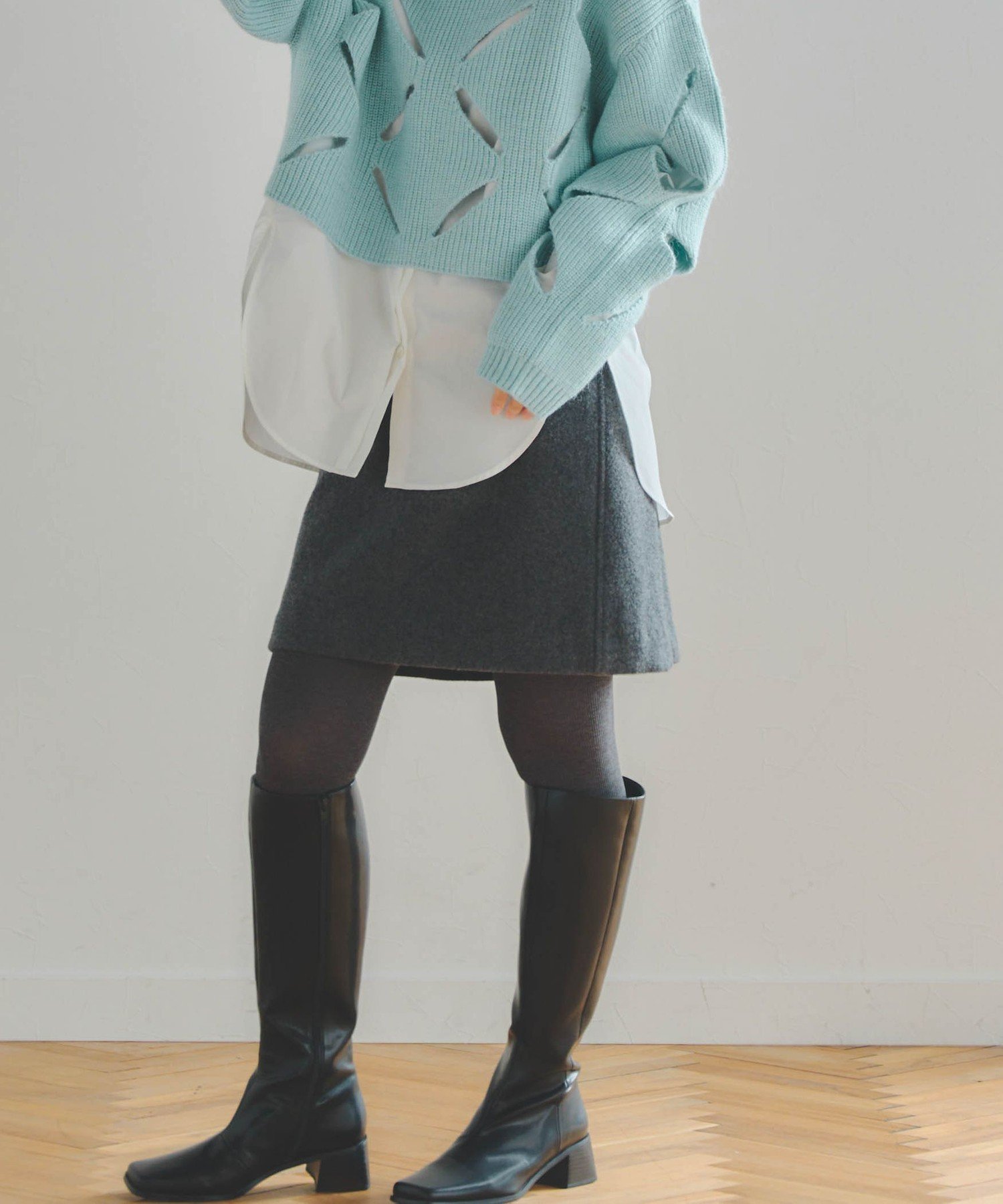 【SALE／50%OFF】Droite lautreamont パイルミニスカート ドロワット・ロートレアモン スカート その他のスカート ベージュ グレー【送料無料】