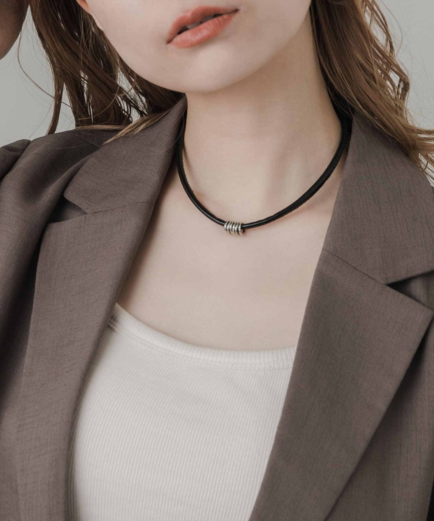 【SALE/50%OFF】SMELLY メタルリングコードチョーカー スメリー アクセサリー・腕時計 ネックレス ブラック