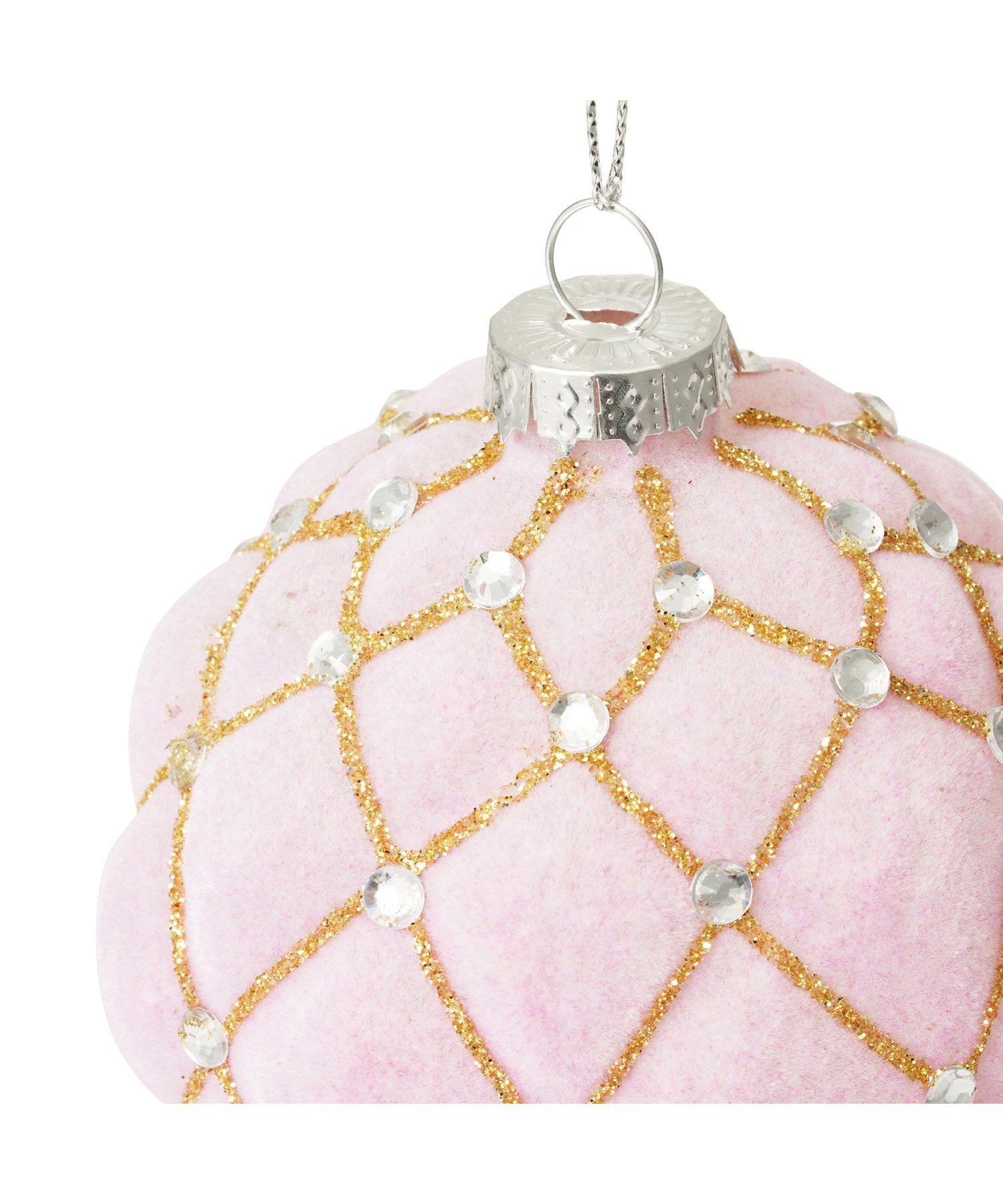 ガラスオーナメント ベルベット ピンク